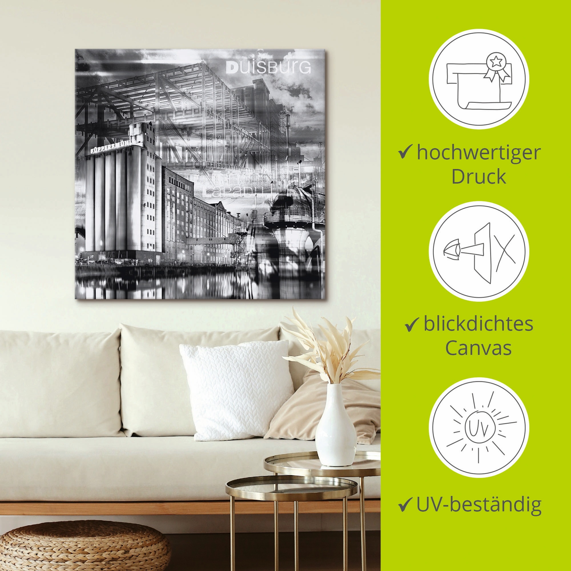 Artland Leinwandbild »Duisburg Skyline Collage III« Deutschland 1 Stk. tlg. auf Holzrahmen gespannt