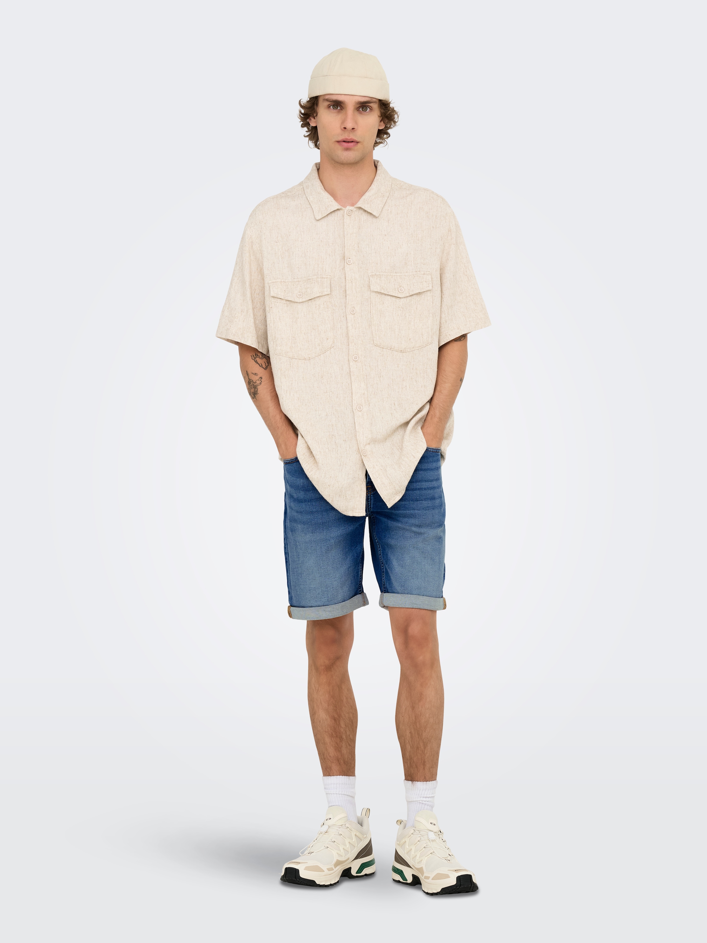 ONLY & SONS Jeansshorts »ONSPLY JOG MBD 0024 ANA DNM SHORTS NOOS« Baumwollmischung, regular fit