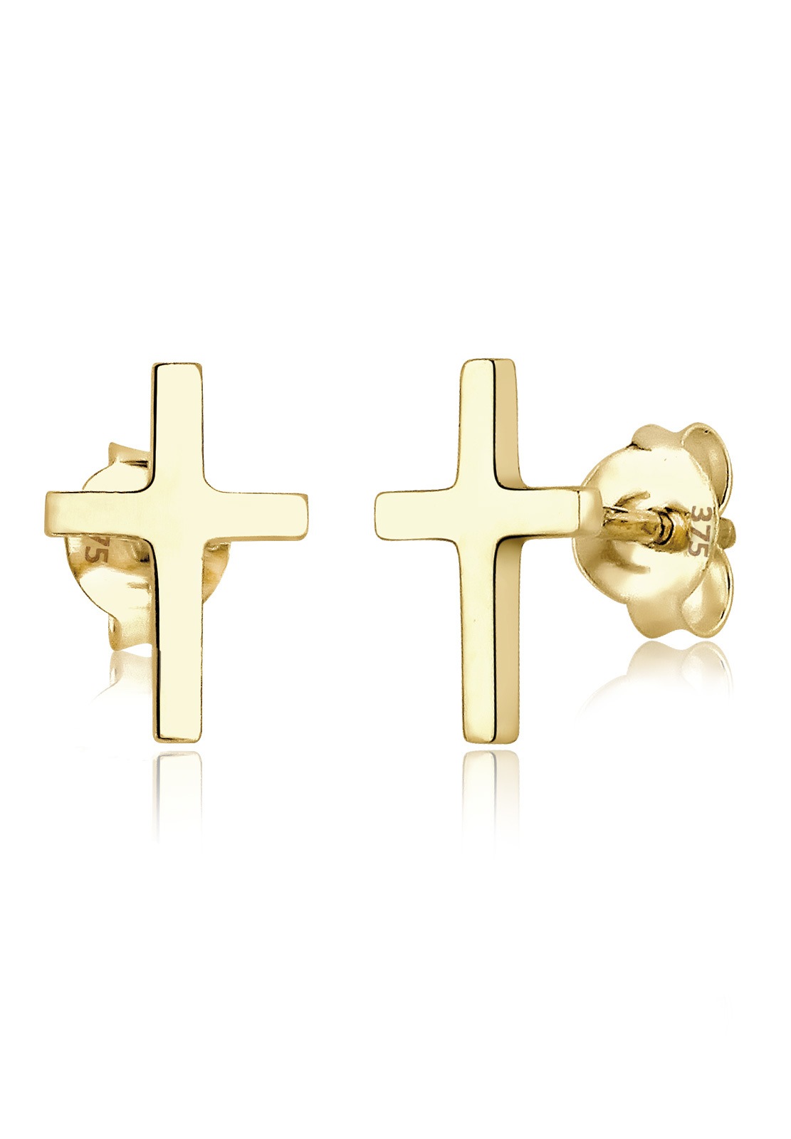 Elli Paar Ohrstecker »Stecker Kreuz Taufe Kommunion Basic 375 Gelbgold«