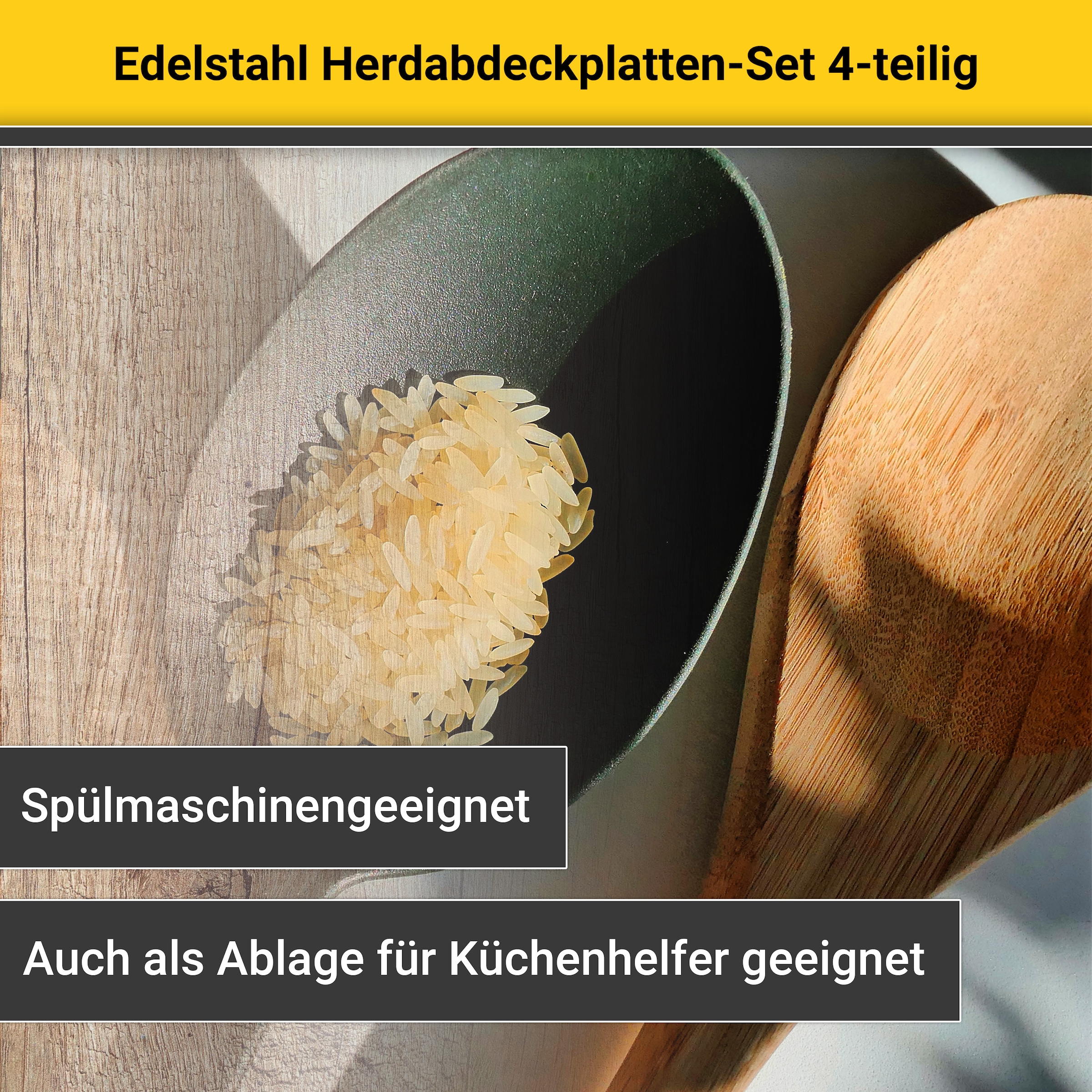 Krüger Herd-Abdeckplatte »Edelstahl Herdplatten-Set, 4-tlg.« (2x Ø 16 cm + 2x Ø 20 cm)