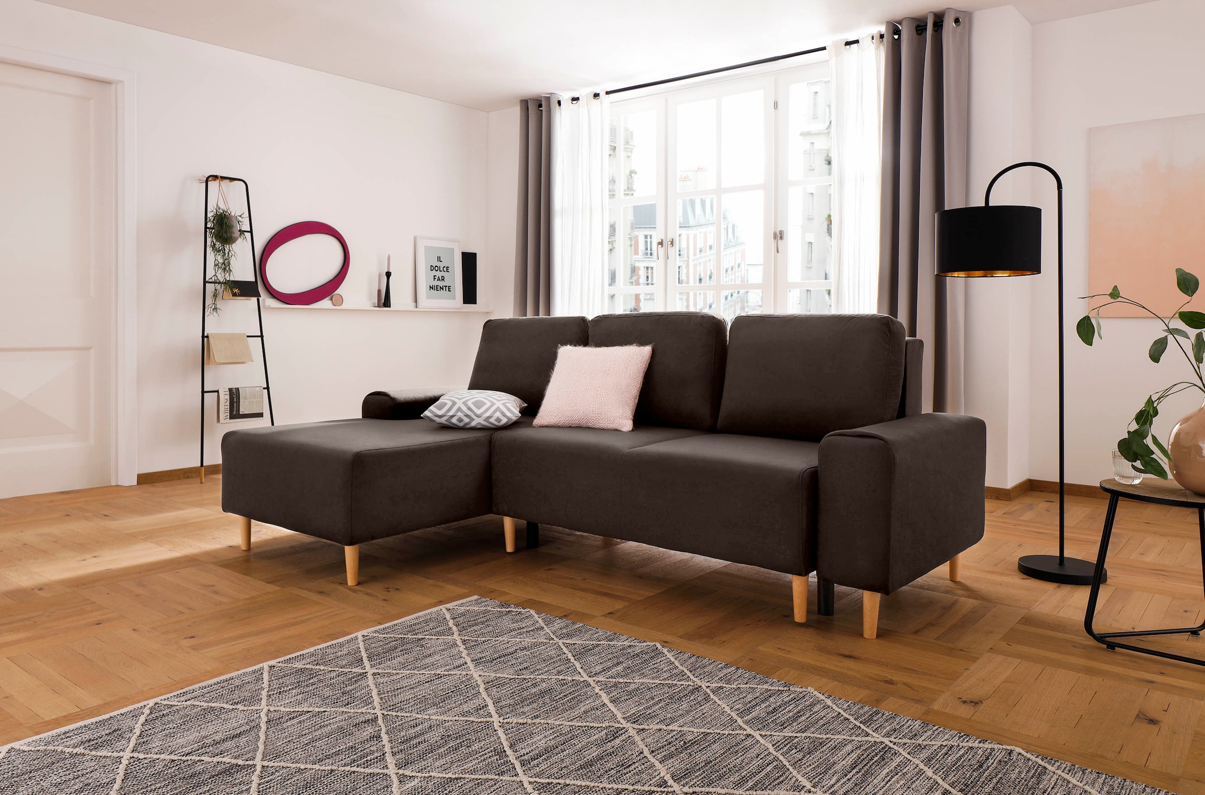 INOSIGN Ecksofa »Samu L-Form«, wahlweise mit Bettfunktion und Bettkasten