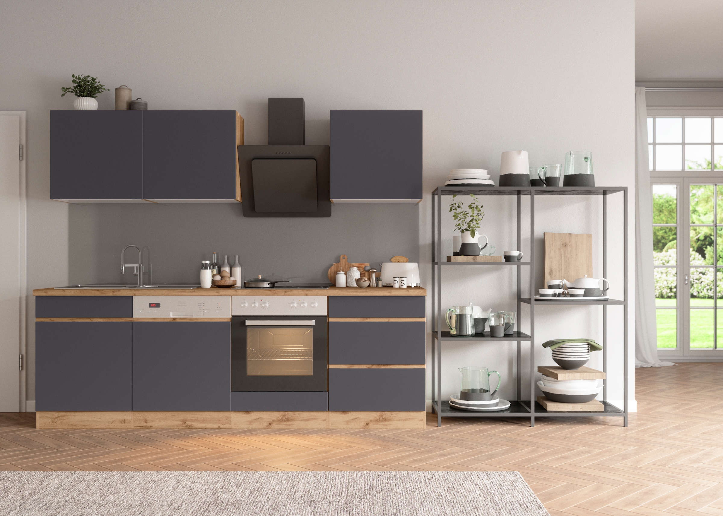 KOCHSTATION Küchenzeile »KS-Riesa« Stellbreite 240 cm, wahlweise mit oder ohne E-Geräte