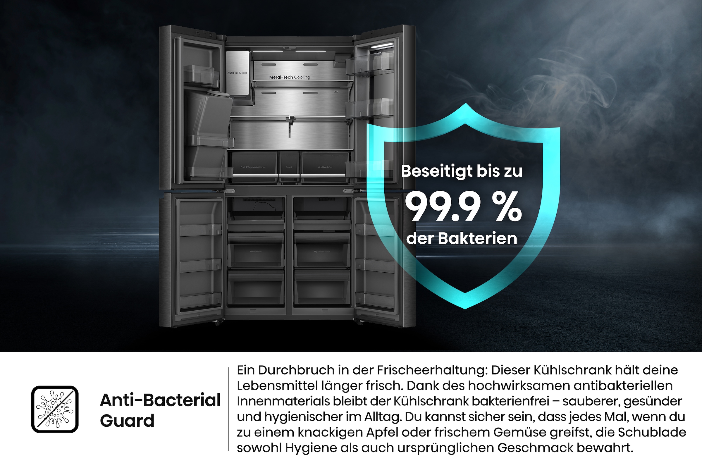 Hisense Multi Door »RQ600P7SKE« 179 cm hoch 91,4 cm breit PureViewDoor - immer sehen was im Kühlschrank ist