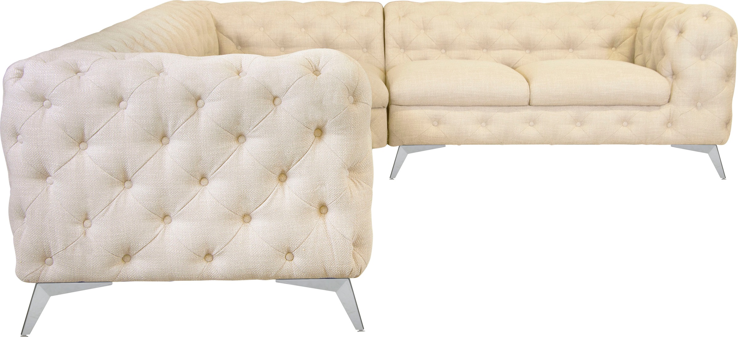 Home affaire Chesterfield-Sofa »Ecksofa GLYNIS L-Form mit Wellenunterfederung, Maße B/T/H 323/264/75cm« aufwändige Knopfheftung, moderne Chesterfield Optik, Fußfarbe wählbar