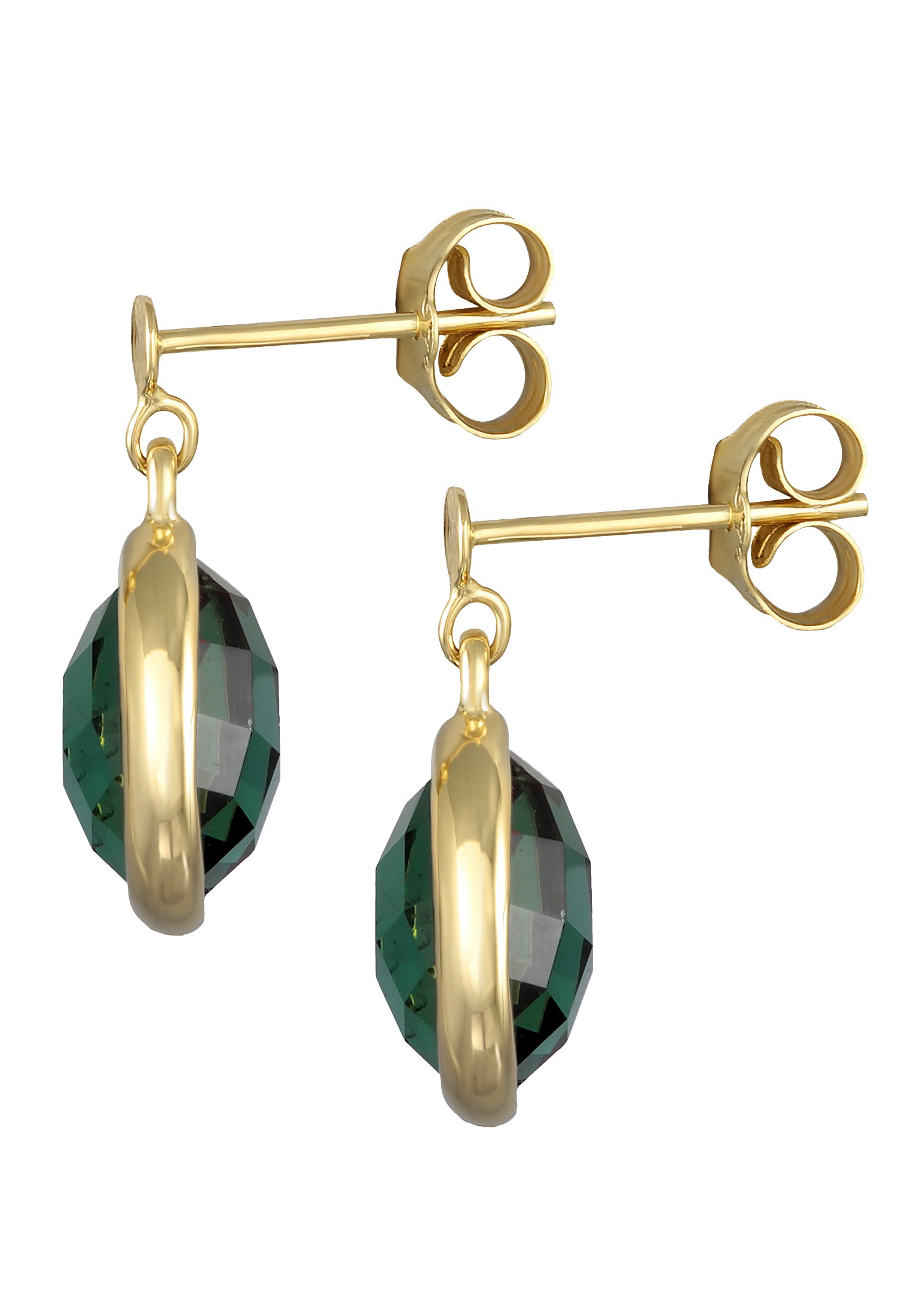 Elli Premium Paar Ohrstecker »Ohrringe Quarz Green Edelstein Ohrstecker 375 Gelbgold«