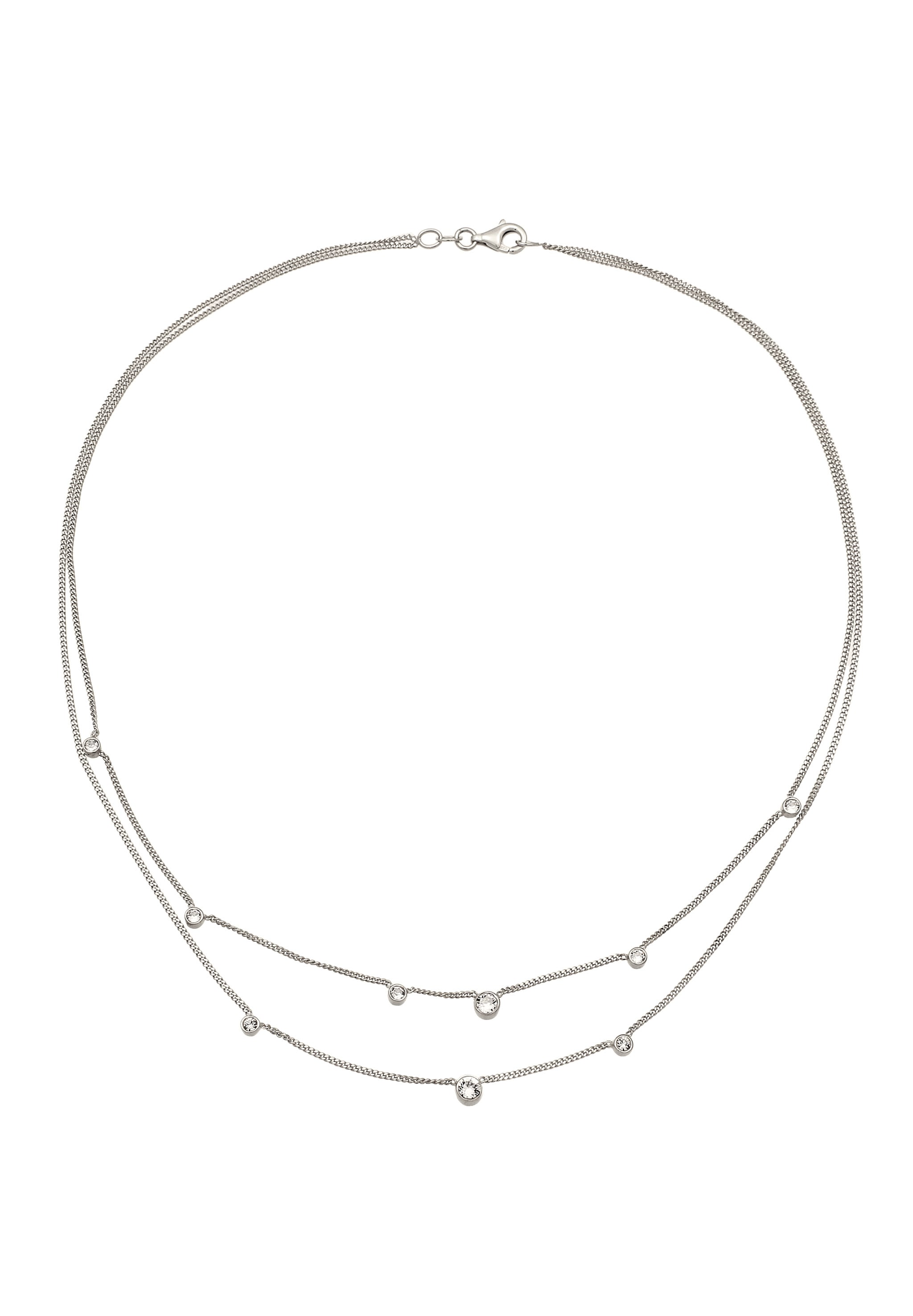 Elli Silberkette »Halskette Layer mit Kristallen von Swarovski® Weiß 925 Sterling Silber«