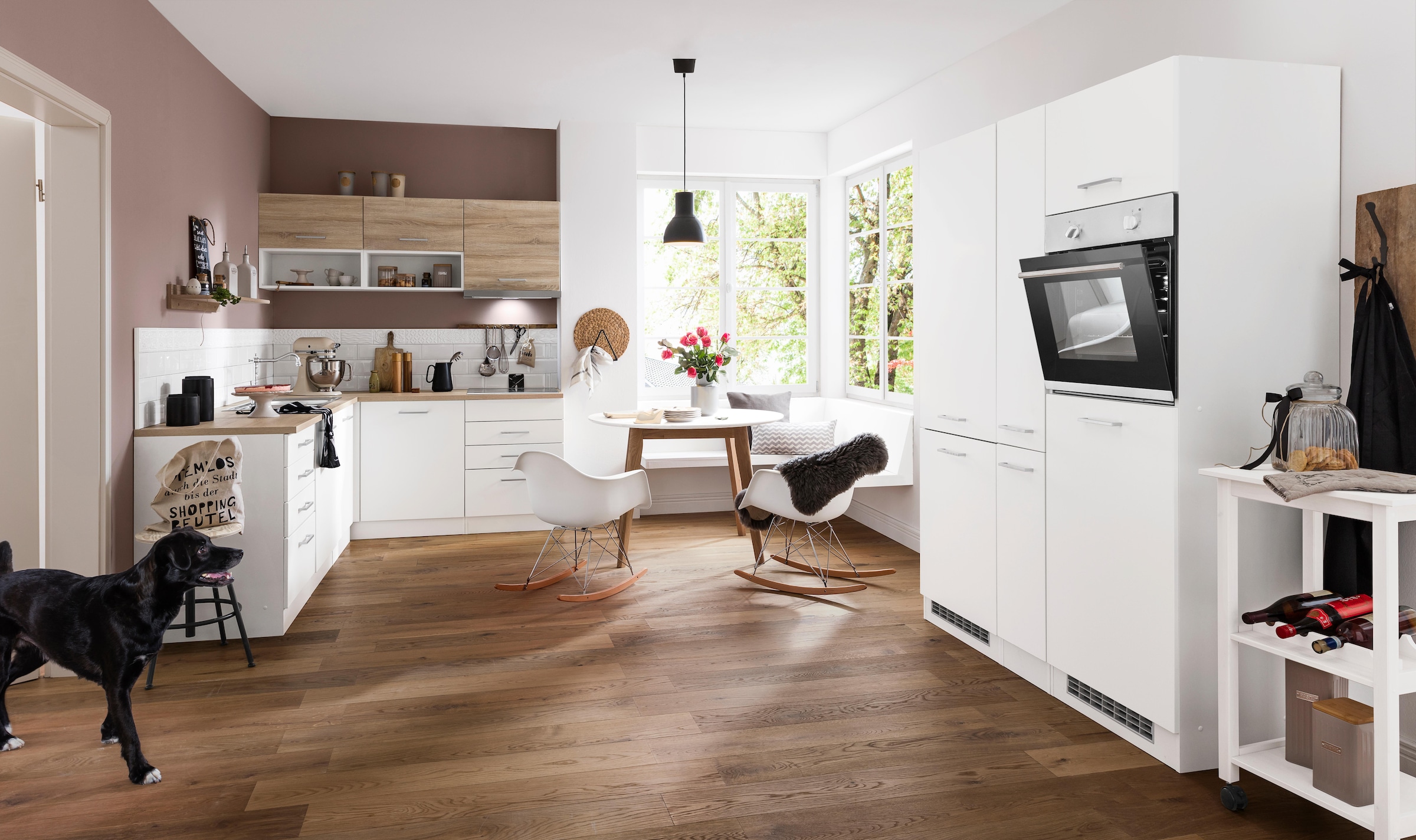 KOCHSTATION Winkelküche »KS-Visby«, ohne E-Geräte, 390x180 cm, für Kühl/Gefrierkombi und Geschirrspüler