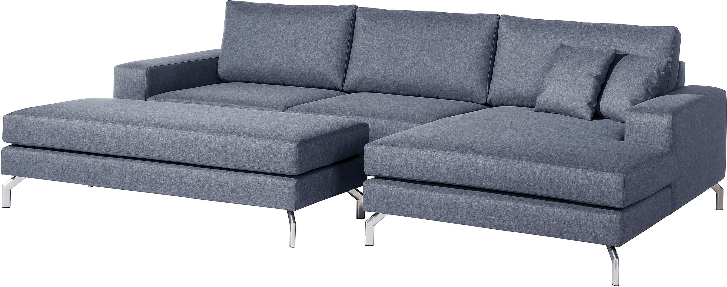 Max Winzer® Ecksofa »Flori Set inkl. Hocker, guter Sitzkomfort, aktuelles Design«, (Spar-Set, Ecksofa und Hocker), elegant mit abgewinkelten Chromfüßen, inklusive Zierkissen