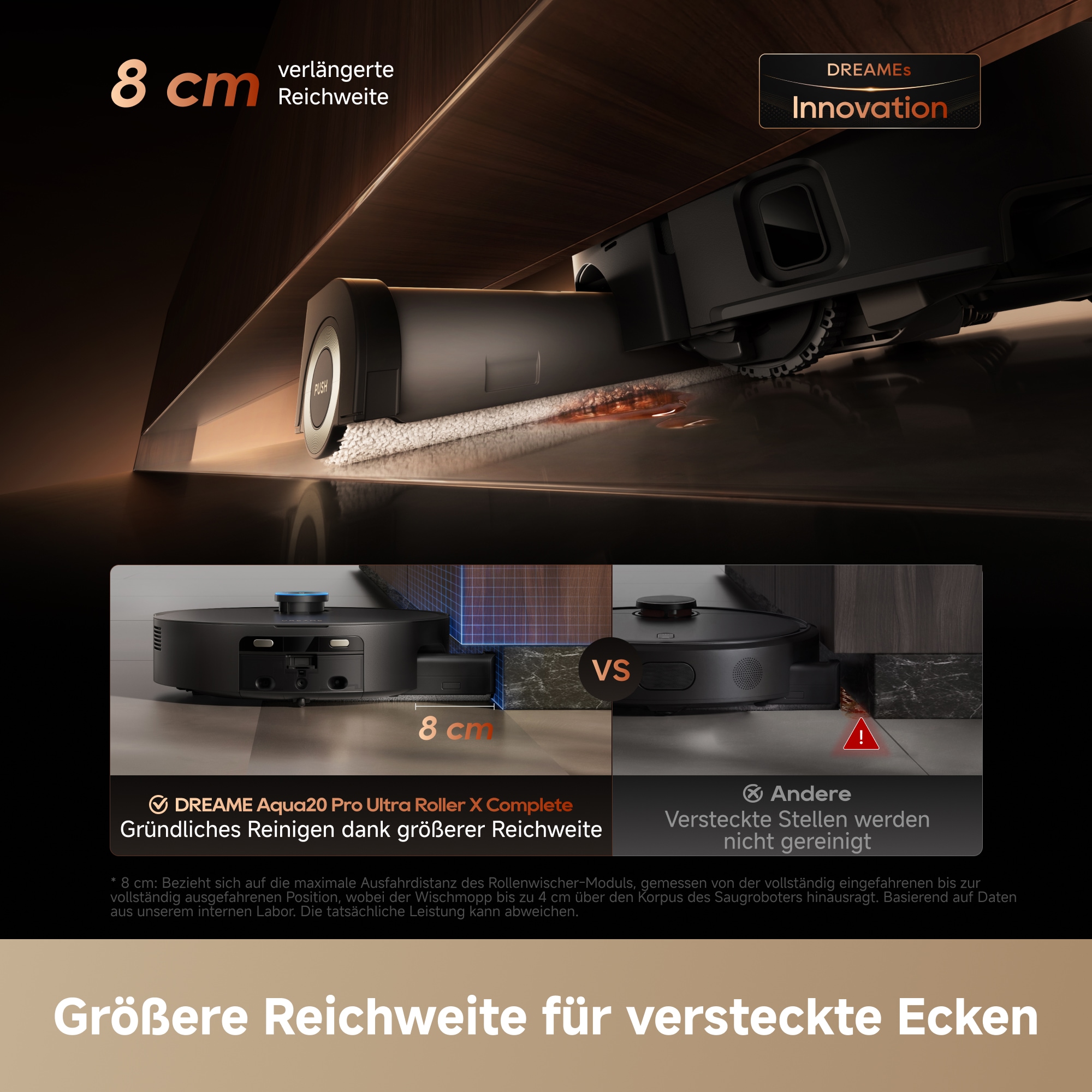 Dreame Nass-Trocken-Saugroboter »Aqua20 Pro Ultra Roller X Complete Marble Black« Vollautomatische Absaugstation, App-Steuerung