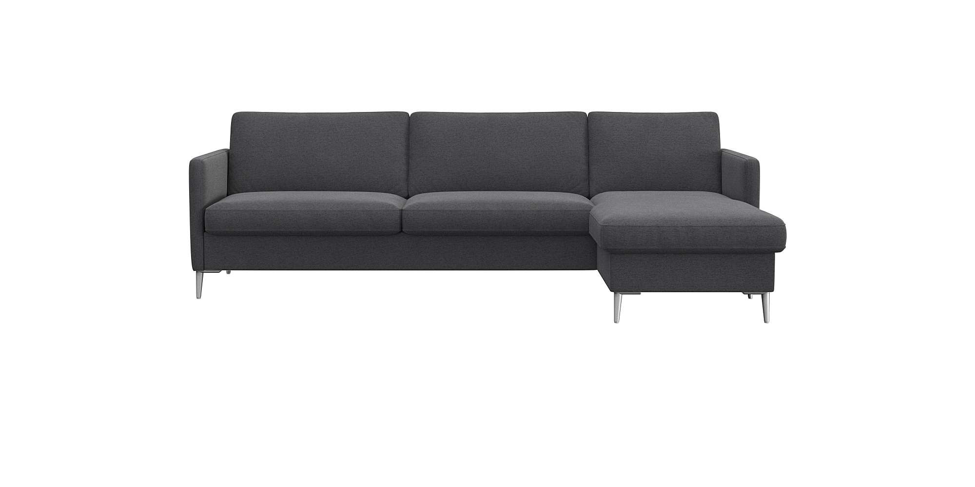 FLEXLUX Ecksofa »Fiore, super Sitzkomfort durch Kaltschaum im Sitz, L-Form« schmale Armlehnen, Füße Alu