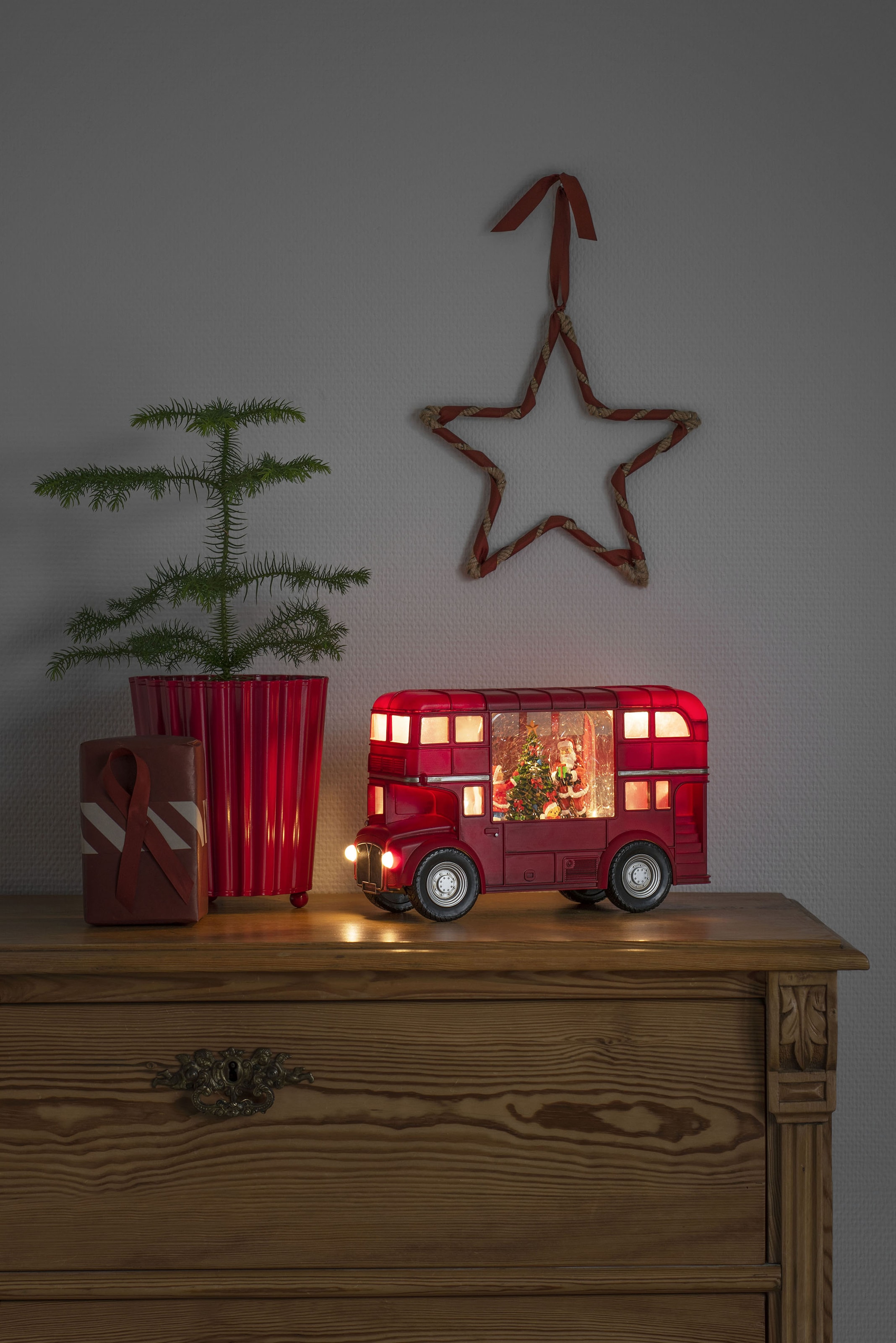 KONSTSMIDE LED Laterne »Weihnachtsdeko flammig-flammig, im rot, Shop Weihnachtsmann\