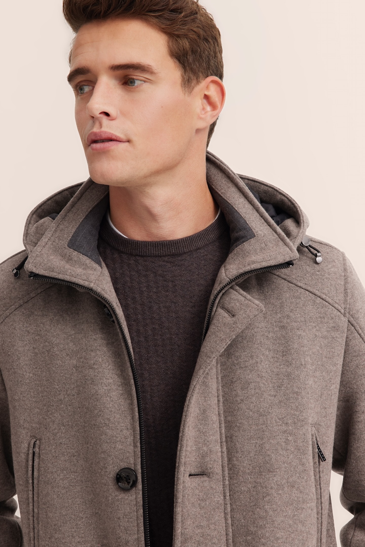 bugatti Langjacke, mit Kapuze, mit Steppnähten