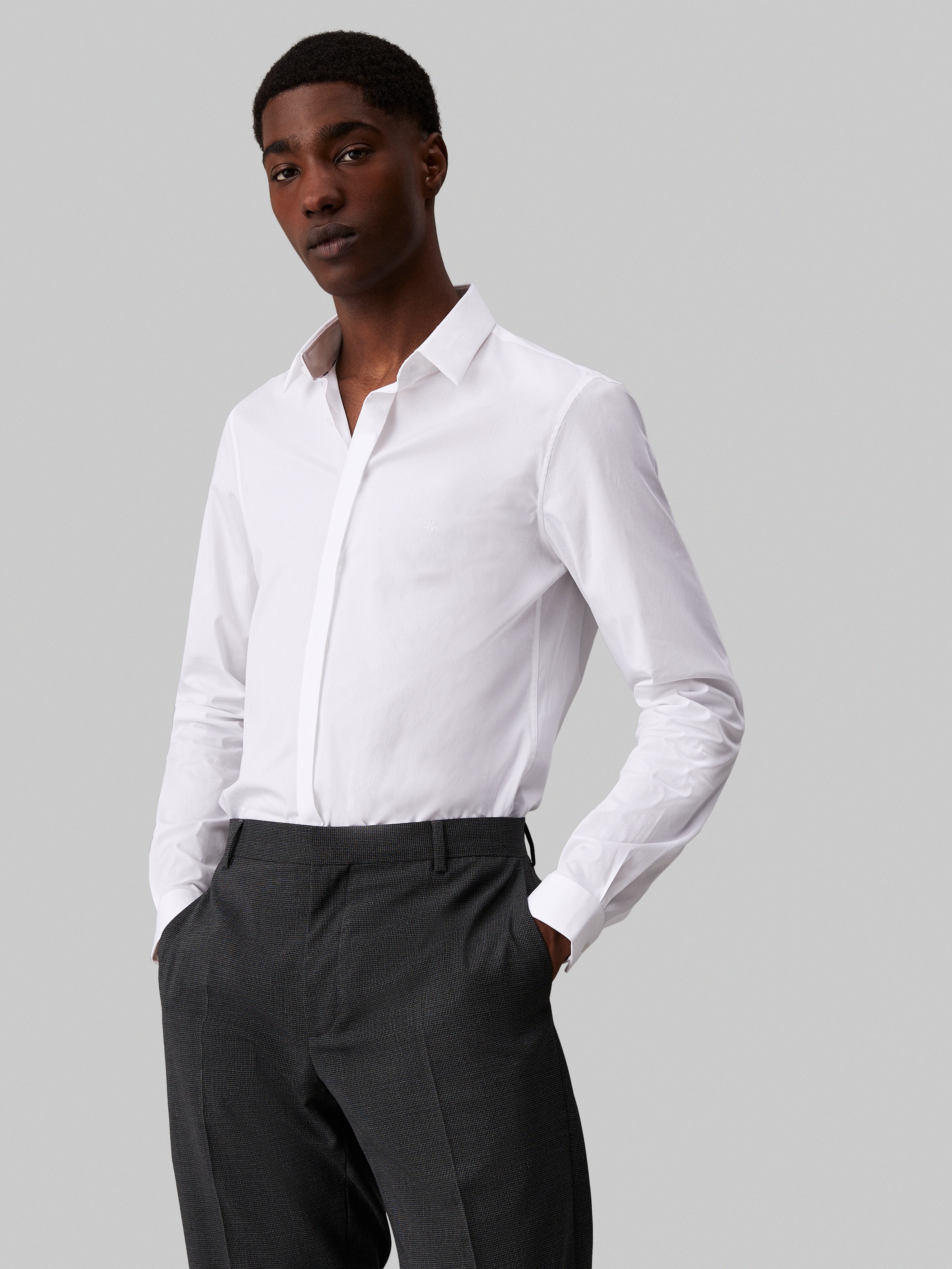 Calvin Klein Langarmhemd »POPLIN HP EXTRA SLIM SHIRT«, mit Logostickerei