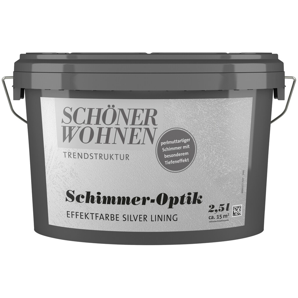 SCHÖNER WOHNEN FARBE Wand- und Deckenfarbe »TRENDSTRUKTUR Schimmer-Optik Effektfarbe«, 2,5 L, silver lining, perlmuttartiger Schimmer mit besonderem Effekt