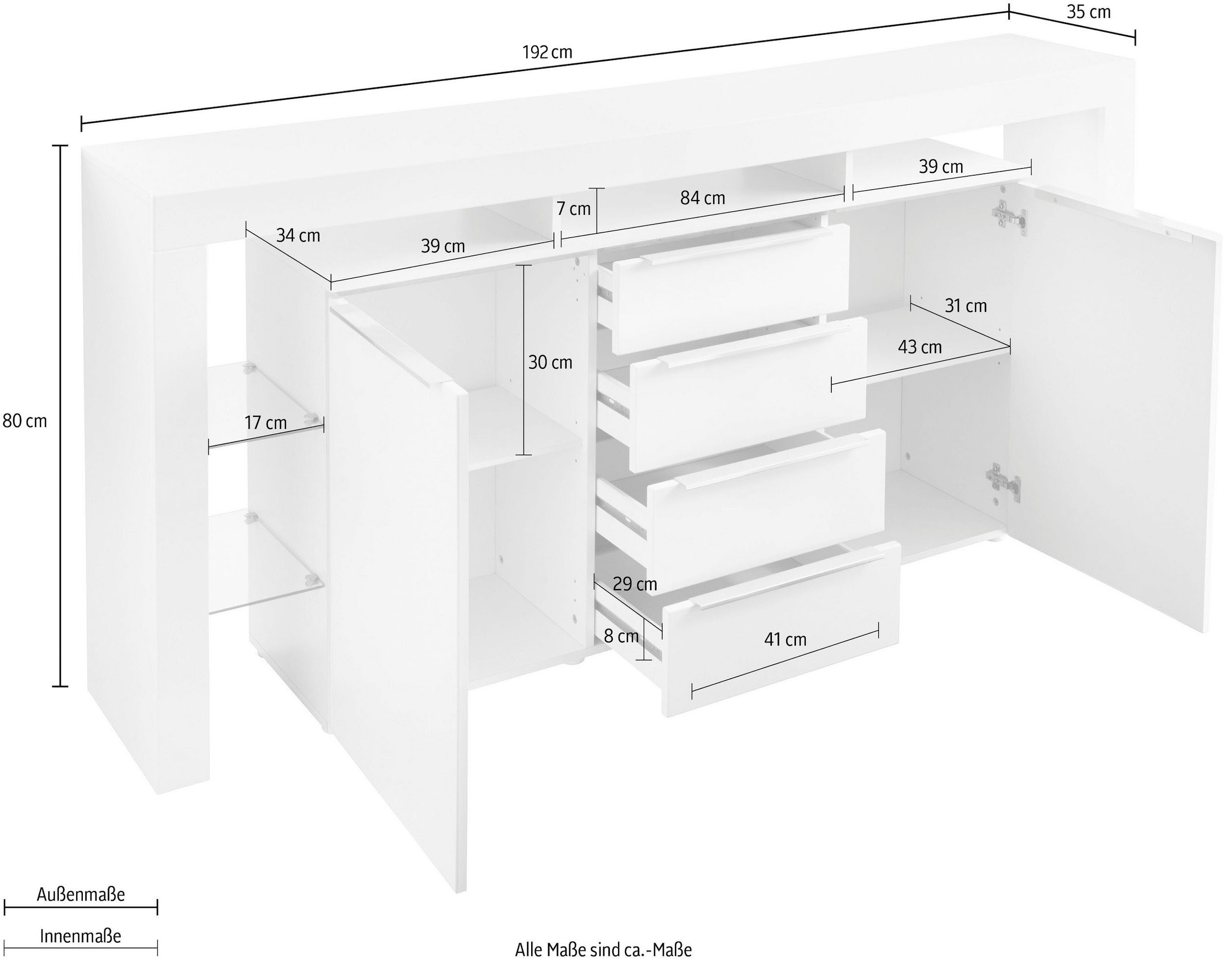 borchardt Möbel Sideboard »Lima« (192 oder 220 cm)