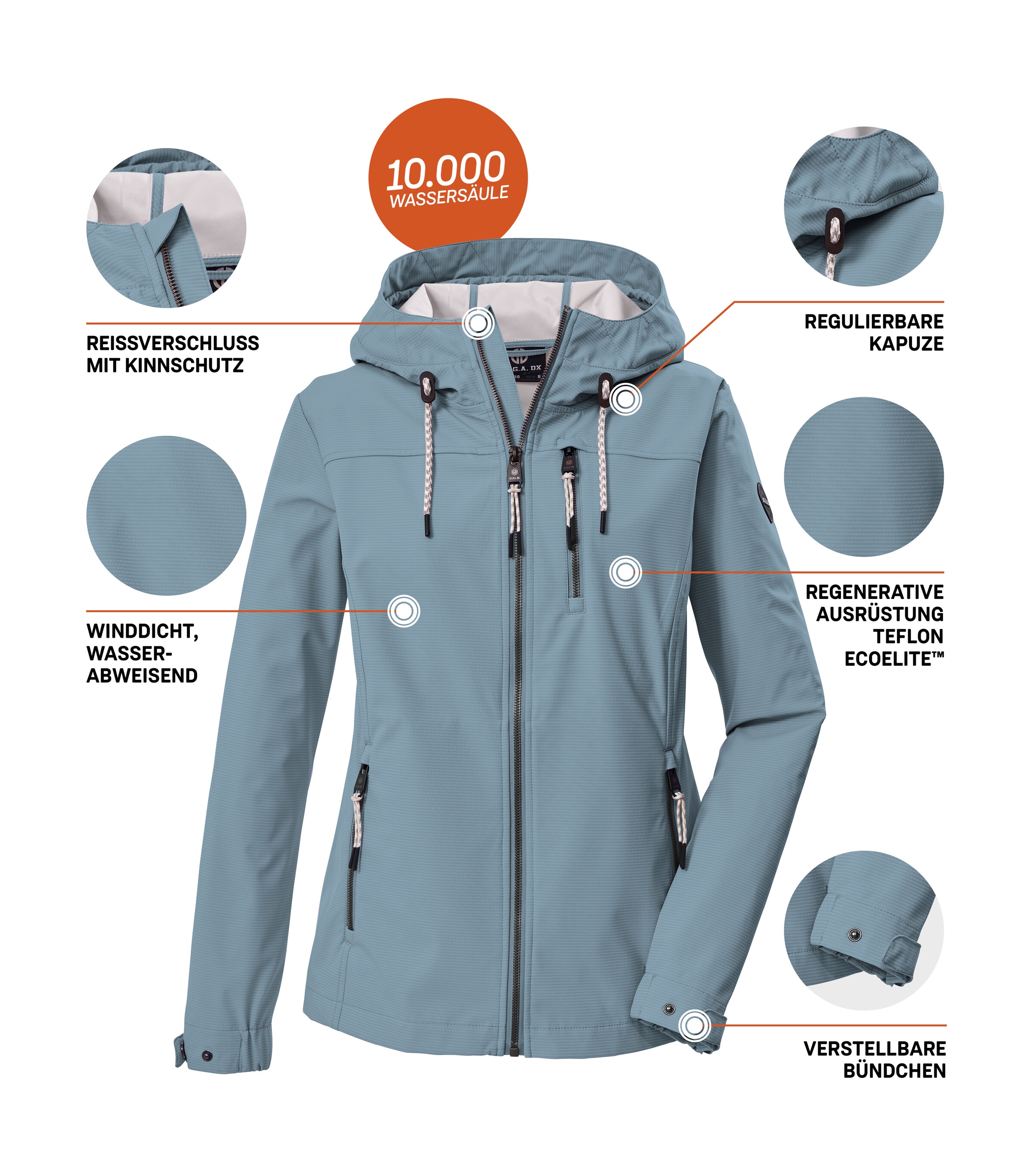 G.I.G.A. DX by killtec Softshelljacke »GS 111 WMN SFTSHLL JCKT« Atmungsaktive, wasserabweisende Damenjacke mit verstellbarer Kapuze