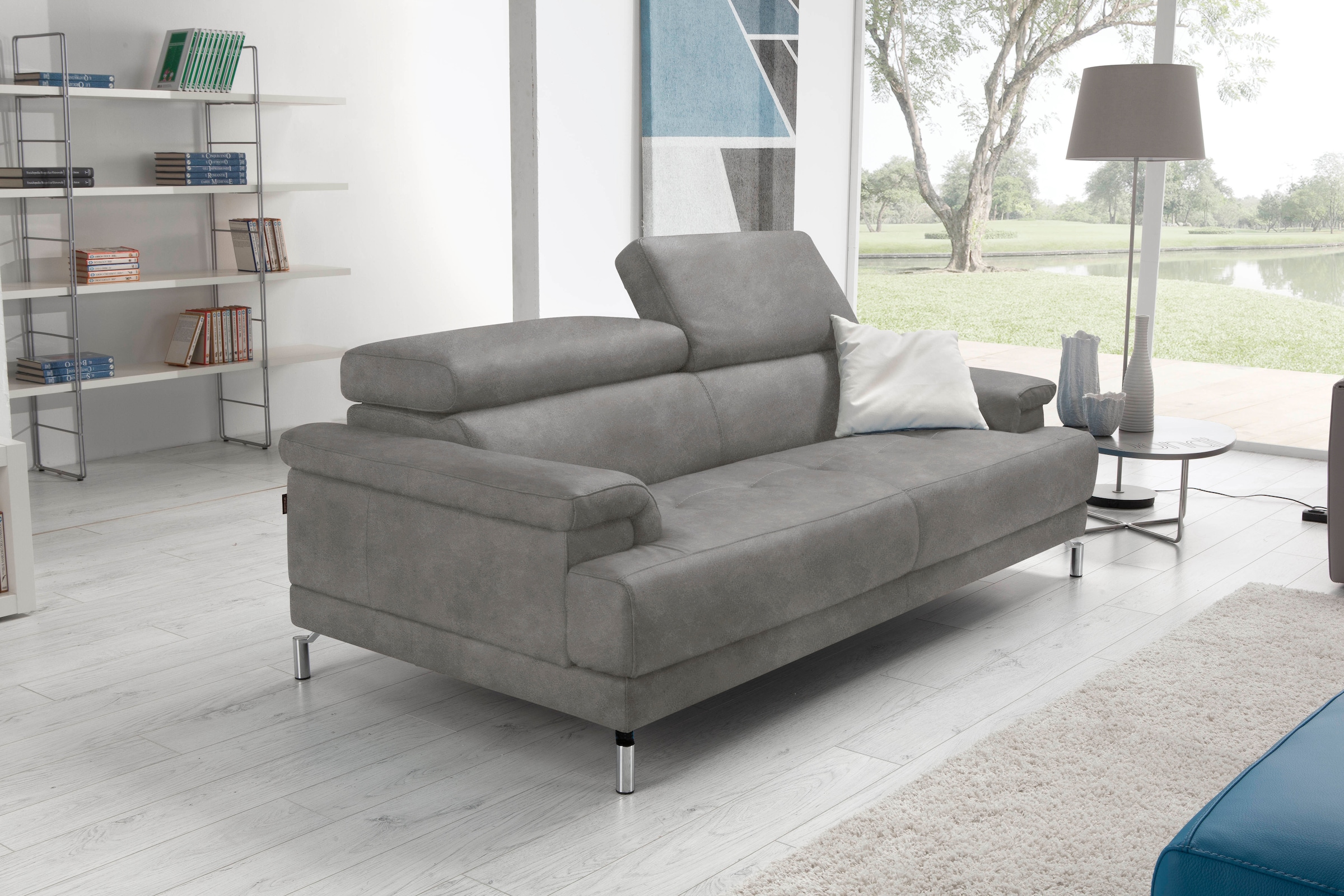 Egoitaliano 2,5-Sitzer »Soul, Design und Sitzkomfort auf hohem Niveau, tolle Details« inkl. Kopfteilverstellung für noch mehr Komfort, Designfuß