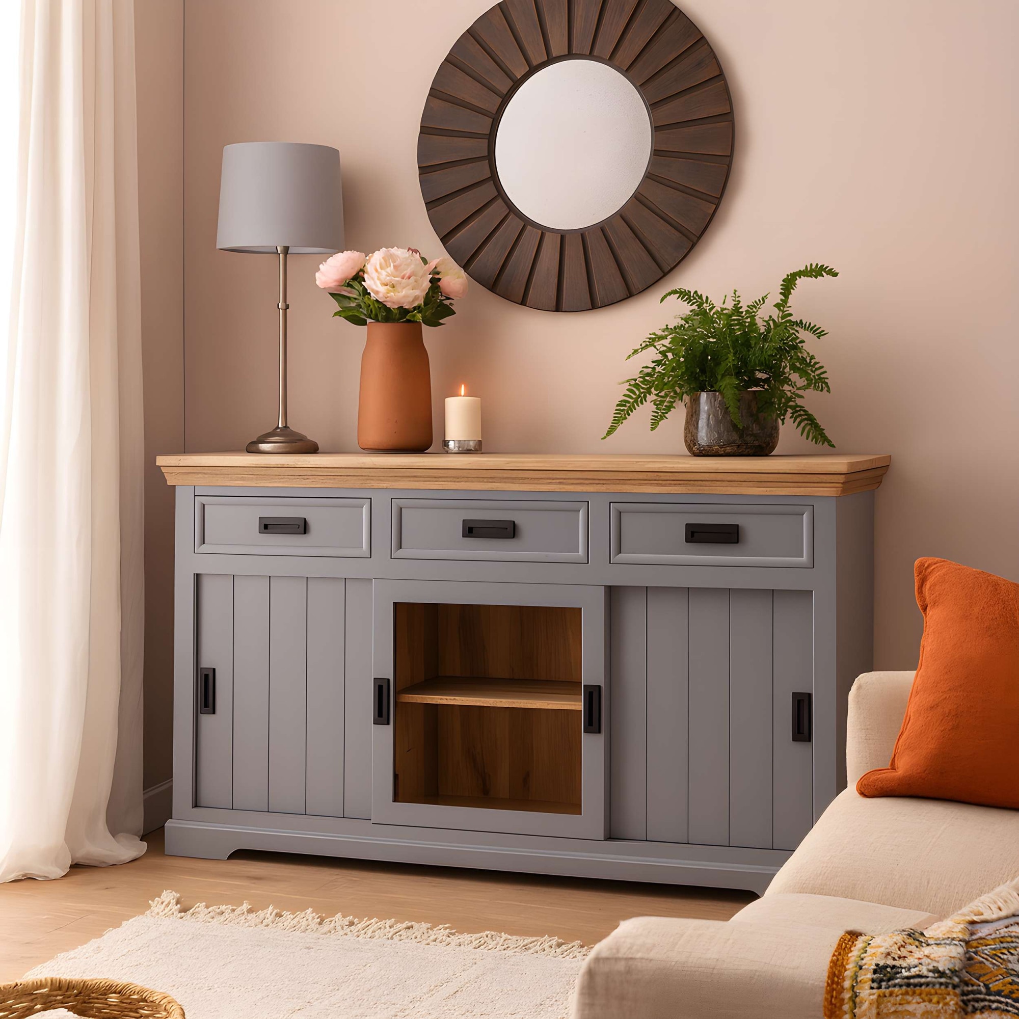 OTTO home Sideboard »Alpinist Kommode Breite/Tiefe/Höhe 160/40/90 cm« mit 3 Schiebetüren, handgefertigt, Unikat-Möbel, Breite 160 cm