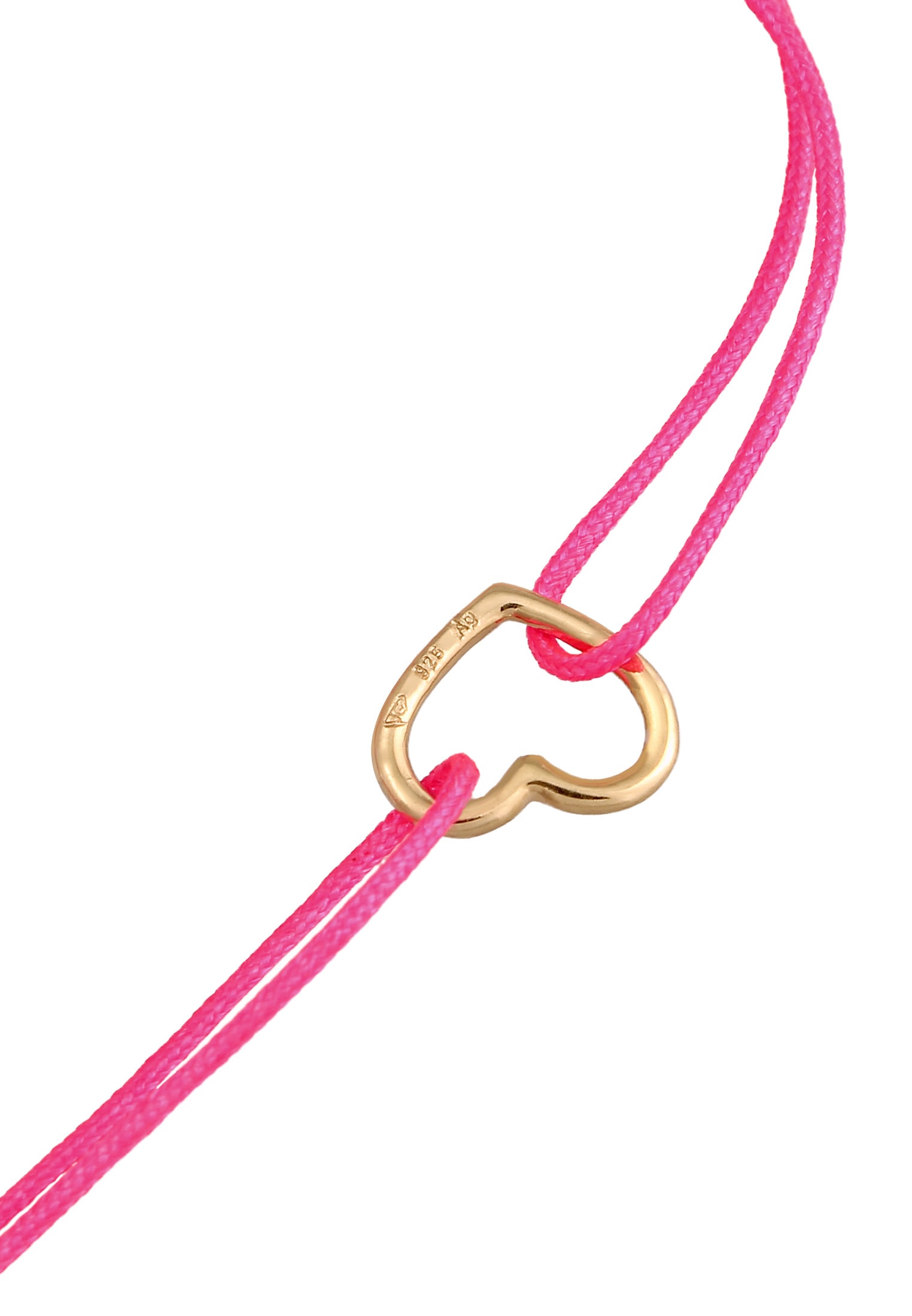 Elli Armkette »Armband Herz Textilarmband 925 Silber vergoldet«