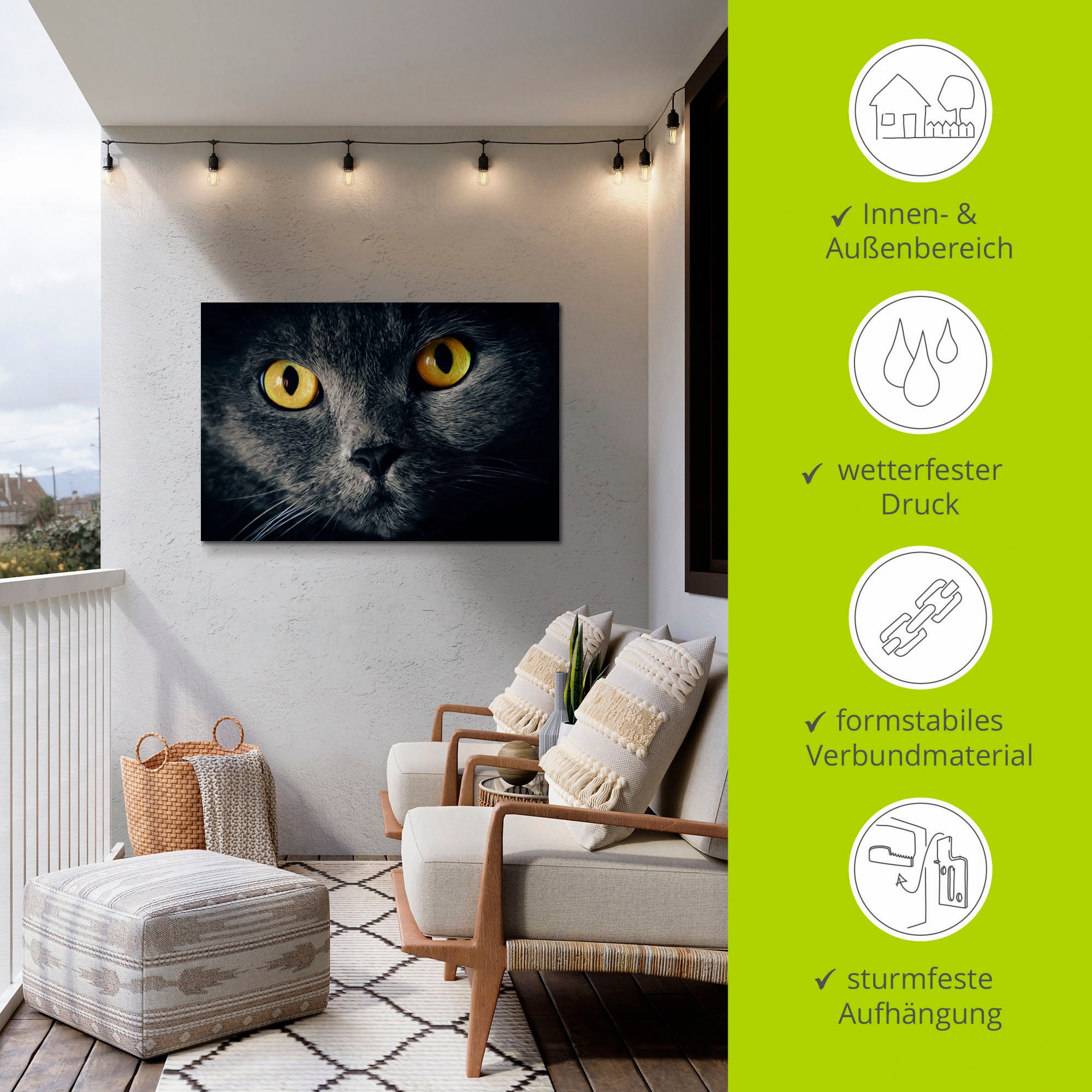 Artland Wandbild »Katzenaugen«, Haustiere, (1 St.), als Alubild, Outdoorbild, Leinwandbild, Poster in verschied. Größen