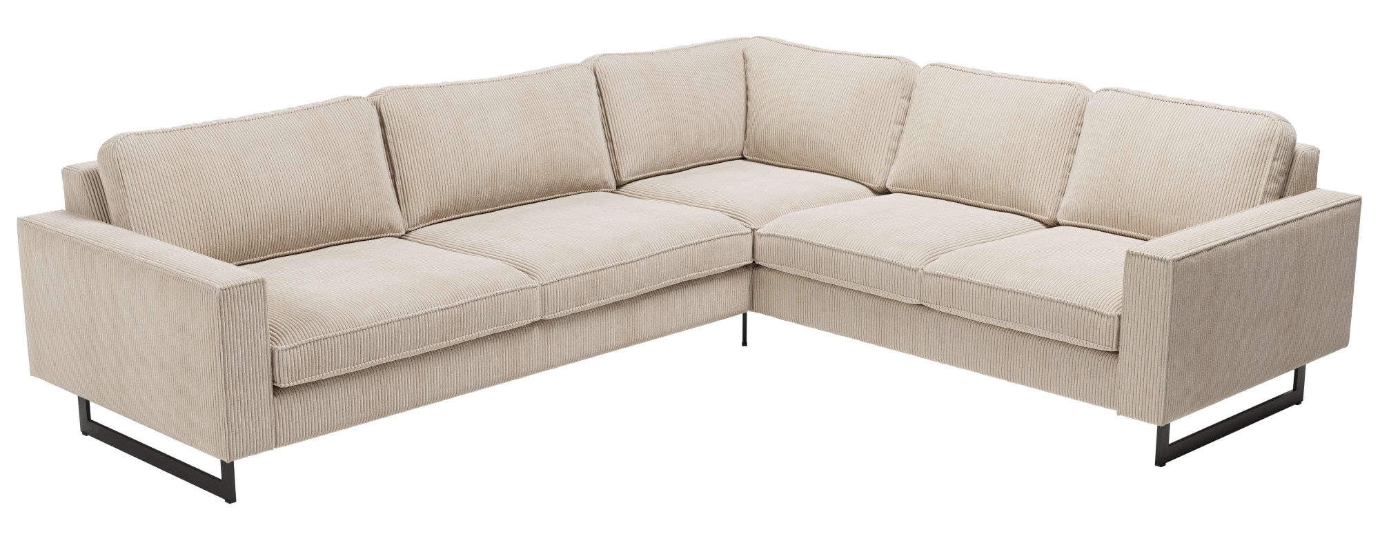Home affaire Ecksofa »Pinto, XXL, 250/290 cm, langer Schenkel, Ottomane« Cord, Chenille, Lederoptik, mit Keder, Metallfüße, Wellenunterfederung