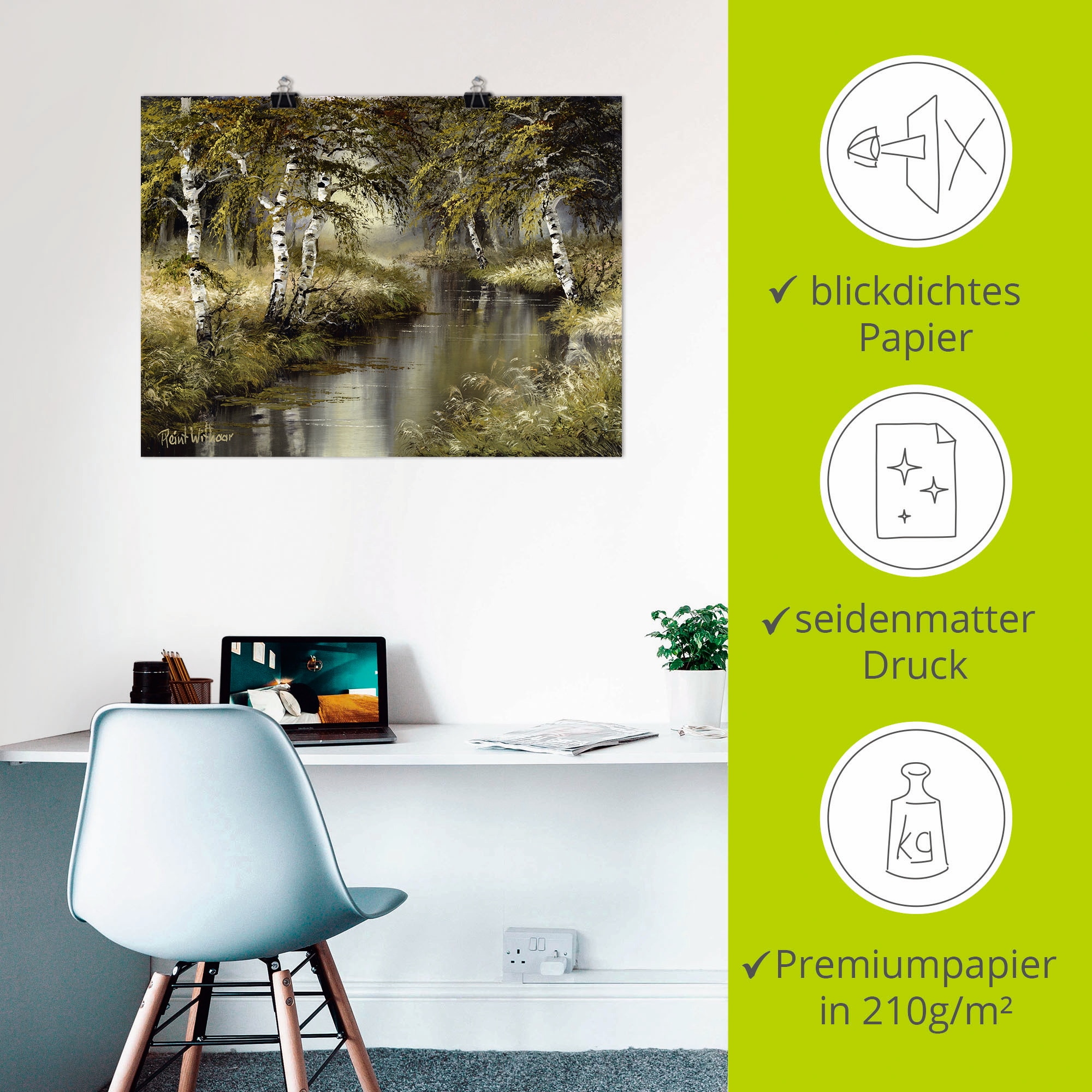 Artland Wandbild »Kanal tief im Wald«, Wald, (1 St.), als Leinwandbild, Poster, Wandaufkleber in verschied. Größen