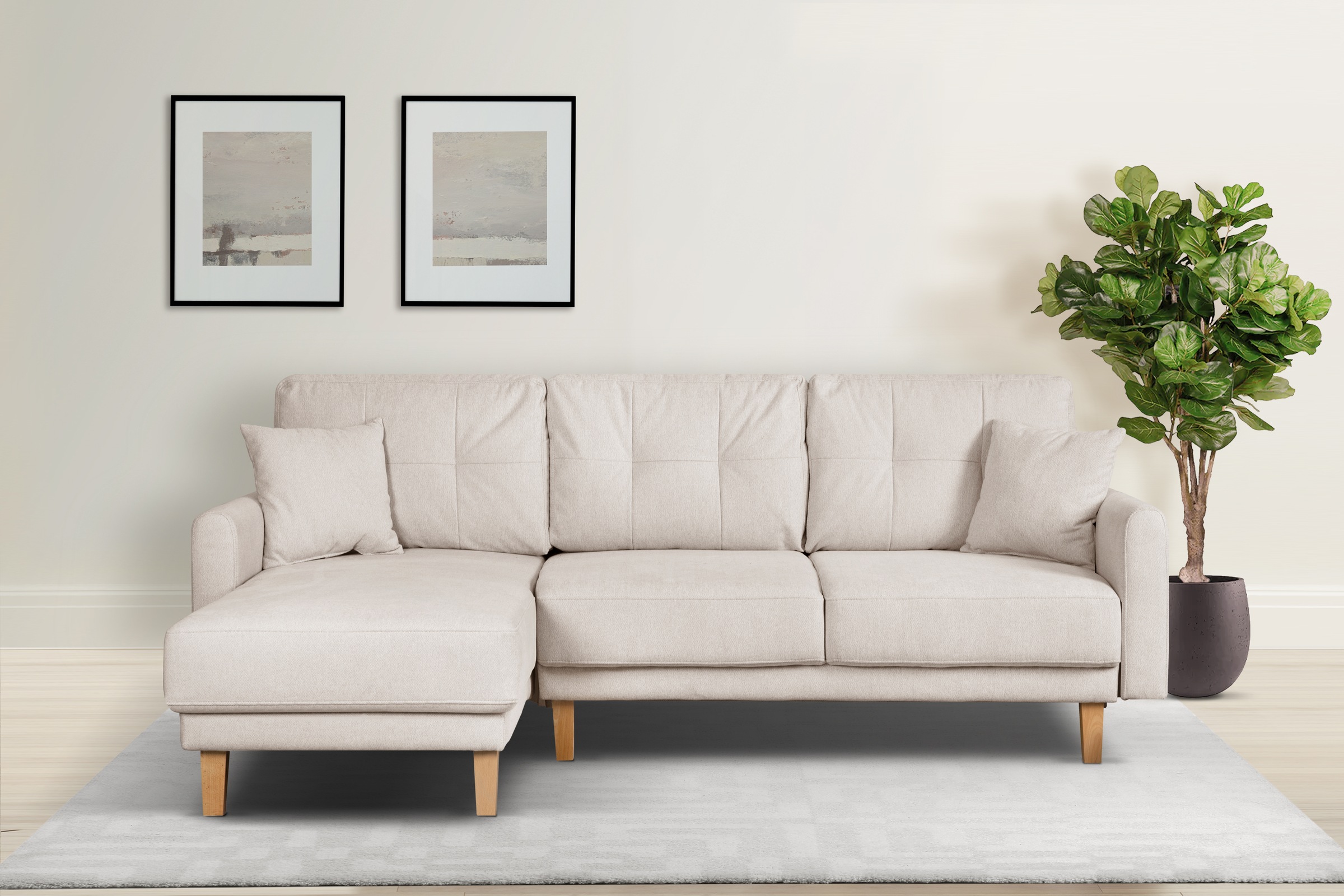 Home affaire Ecksofa »TRIPLO optionale Schlafsofa mit Bettkasten, Maße B/T/H: 234/164/89 cm«, L-Form wahlweise mit Bettfunktion - Liegefläche 132x210 cm