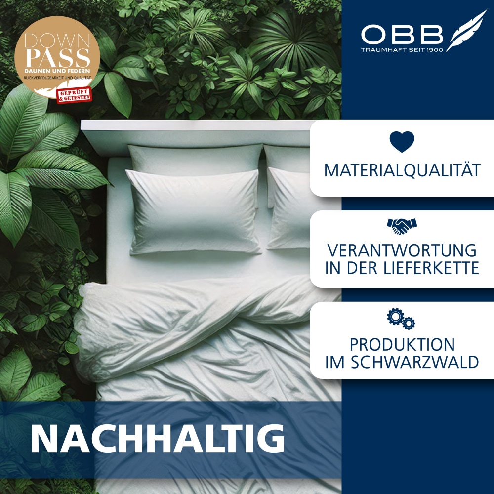 OBB Daunenbettdecke + Kopfkissen »Edition 125 Jahre, Bettendeckenset 2teilig, für Sommer oder Winter« Decke mit Kissen 135x200 oder 155x220 cm, Made in Germany