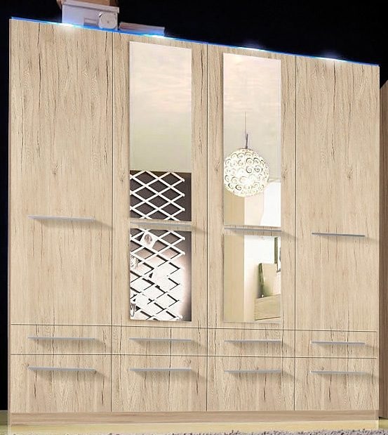 priess Kleiderschrank »Schrank Garderobe Wäscheschrank Barcelona in 5 Breiten«, viel Stauraum, geräumige Schubkästen, mit Spiegel, MADE IN GERMANY