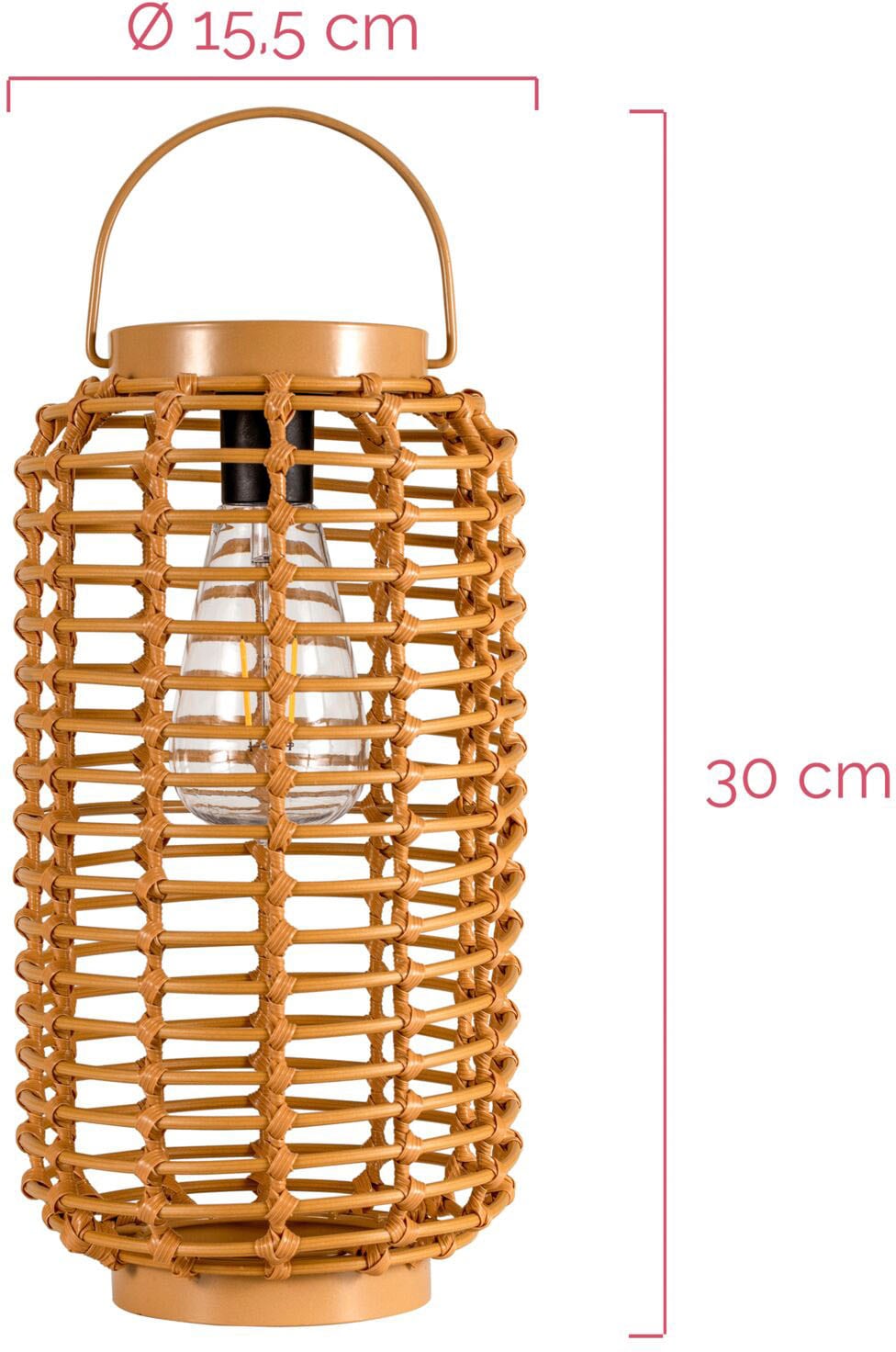 Pauleen LED Laterne »Sunshine Darling Solarlaterne Beige Rattan/Metall/Kunststoff«, 1 flammig, Solar