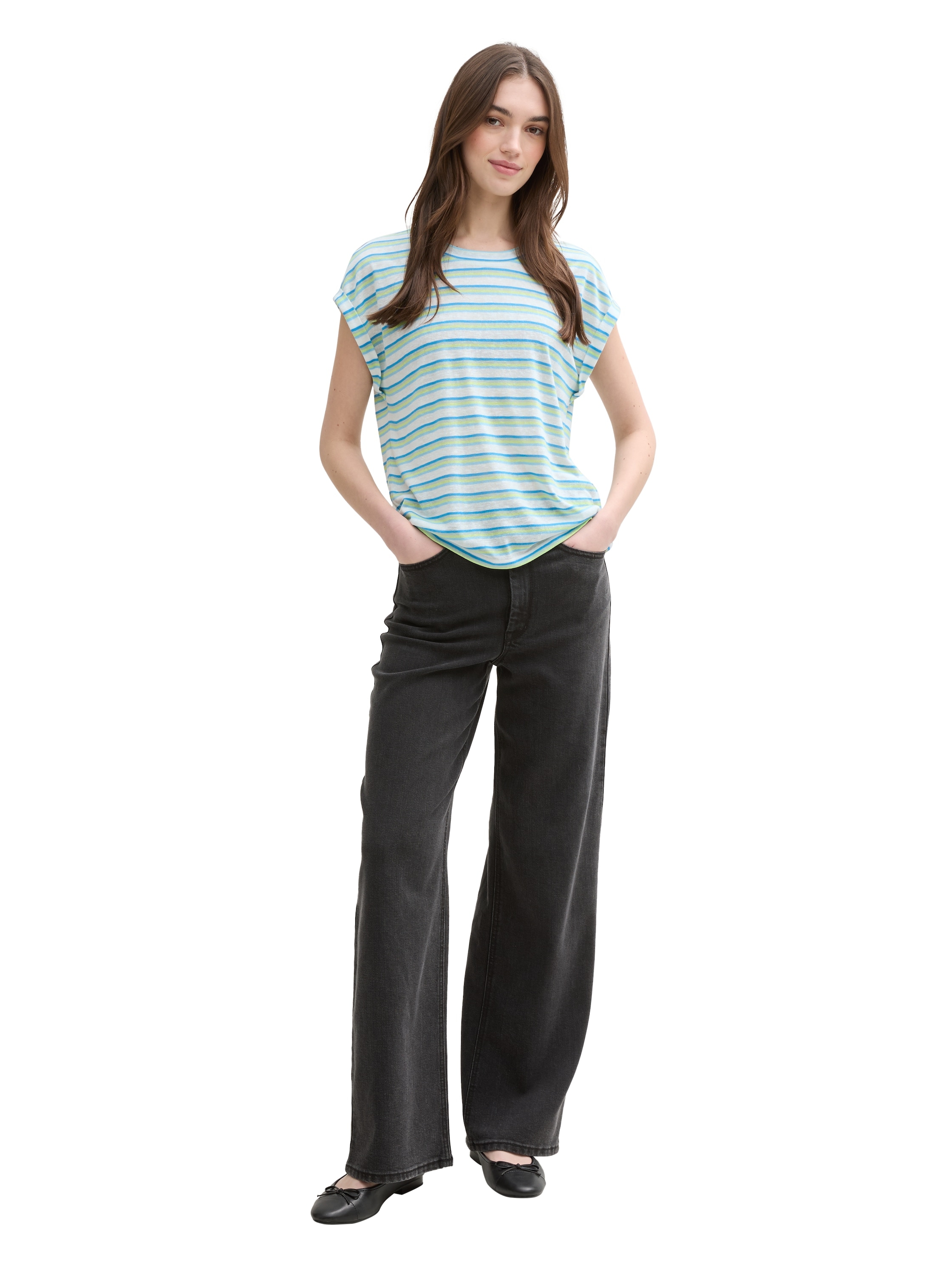 TOM TAILOR Denim T-Shirt, mit Streifen Muster