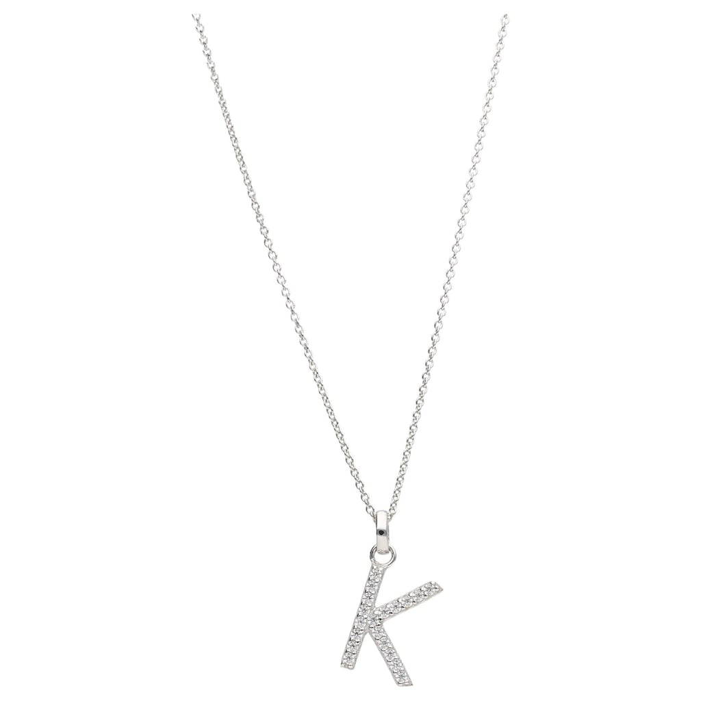 Smart Jewel Kette mit Anhänger »Kette Buchstabe K mit Zirkonia Steine, Silber 925«