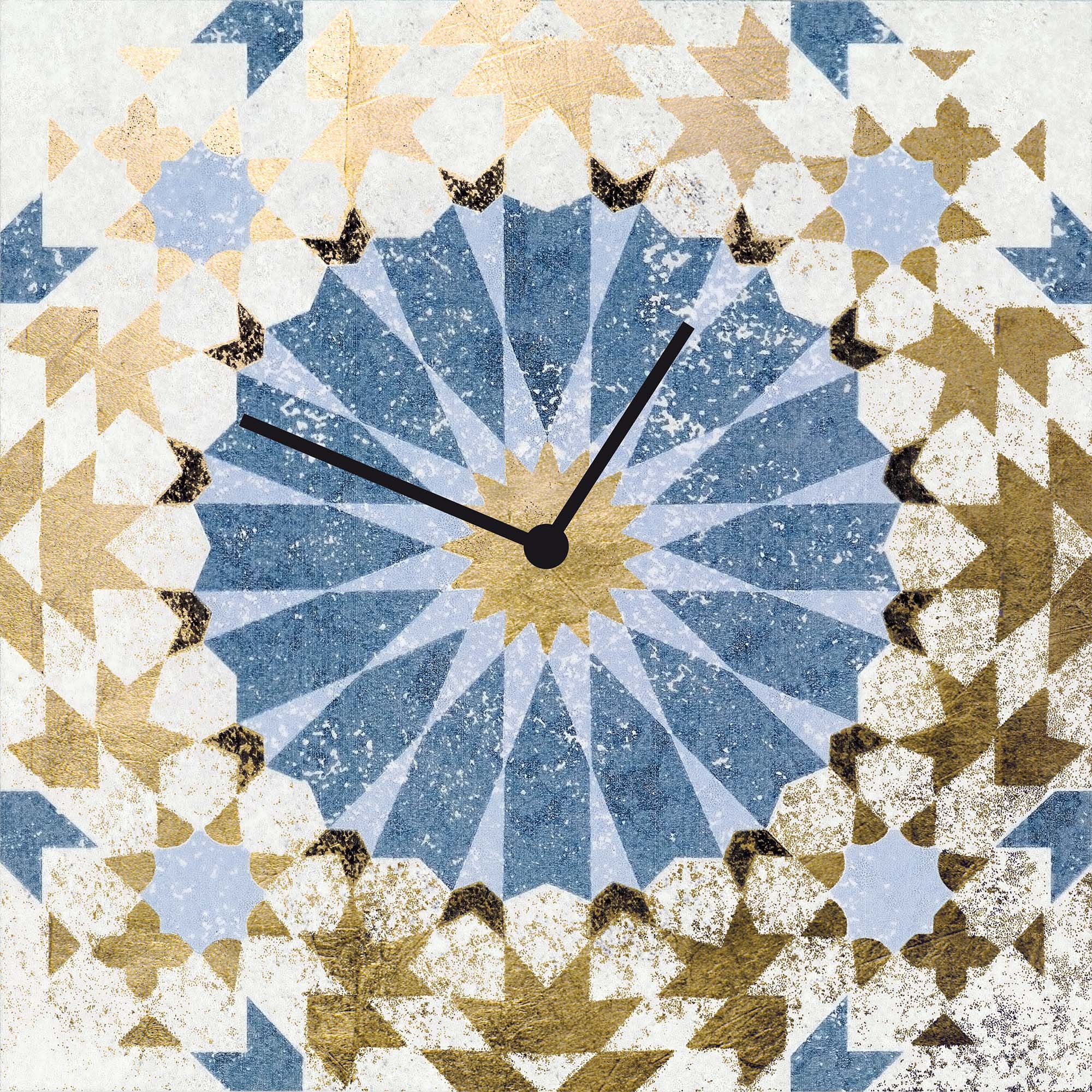 queence Wanduhr »Ornament, Blattgold Applikationen«, Uhr, geräuschlos, gold, Blattgold, handarbeit, Kachel, Mosaik