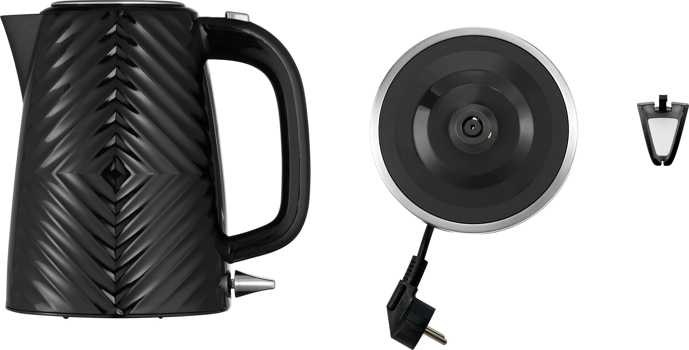 RUSSELL HOBBS Wasserkocher »Groove Black 26380-70«, 1,7 l, 2400 W, Edelstahl, Schnellkochfunktion, Perfect-pour-Ausgustülle, Kalkfilter