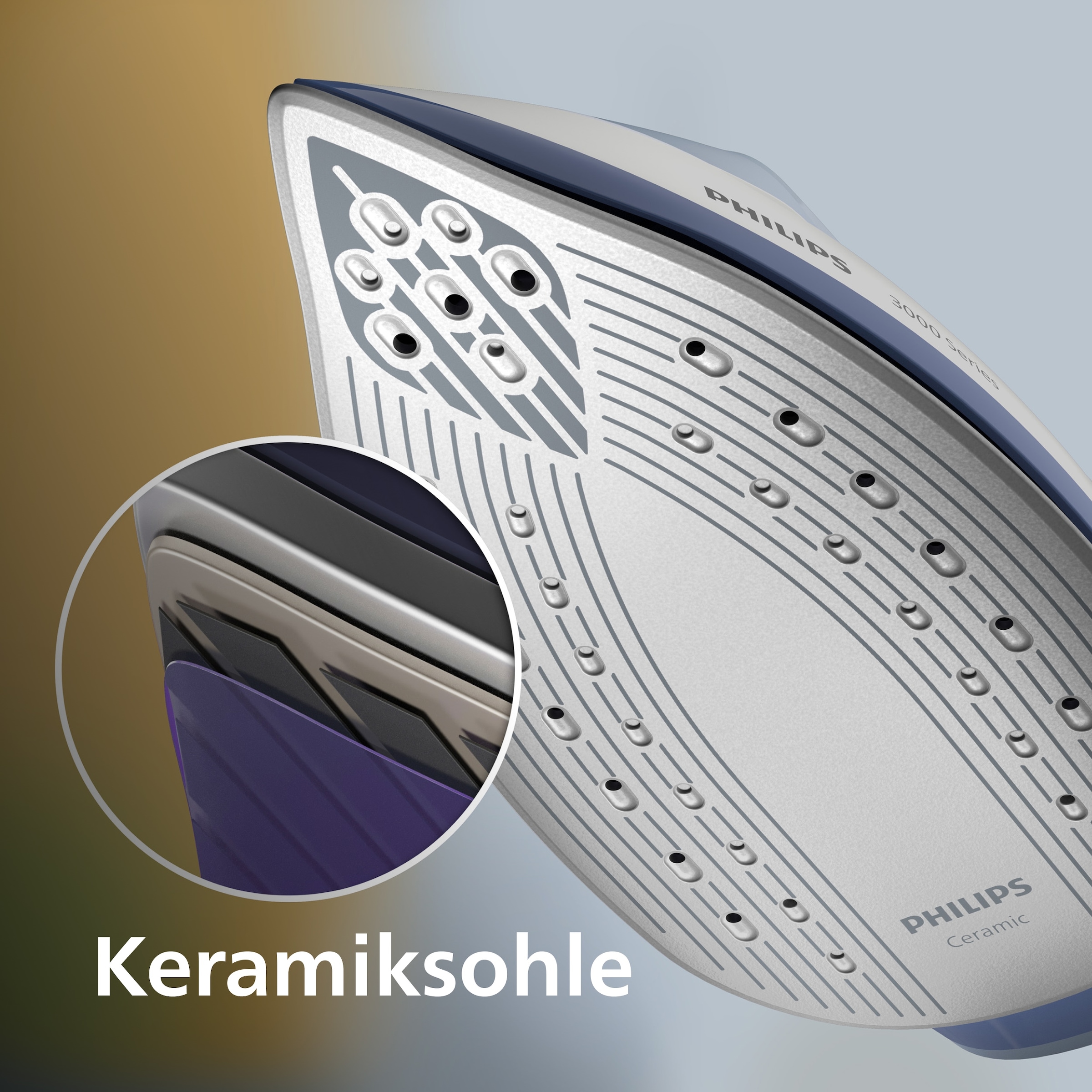 Philips Dampfbügelstation »PerfectCare 3000 Series PSG3000/20, hellblau/dunkelblau/weiß« 1.400 ml Wassertank 2.400 Watt, Vertikaldampf, Keramik-Bügelsohle, 350gr Dampfstoß