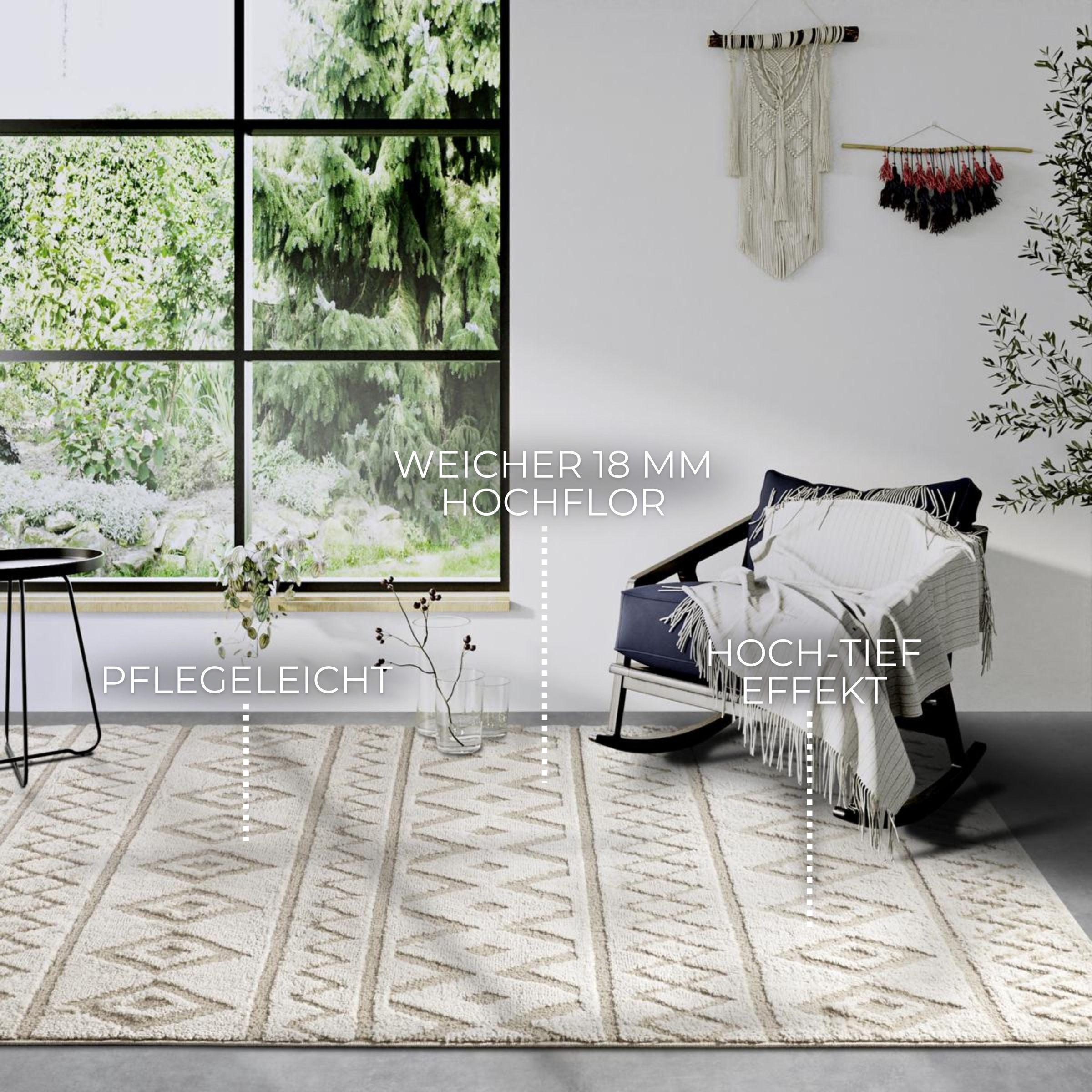 ELLE DECORATION Designteppich »Itinerance«, rechteckig, 18 mm Höhe, Hochflor, Shaggy, Läufer, weich, Langflor, modern, Hoch Tief Effekt