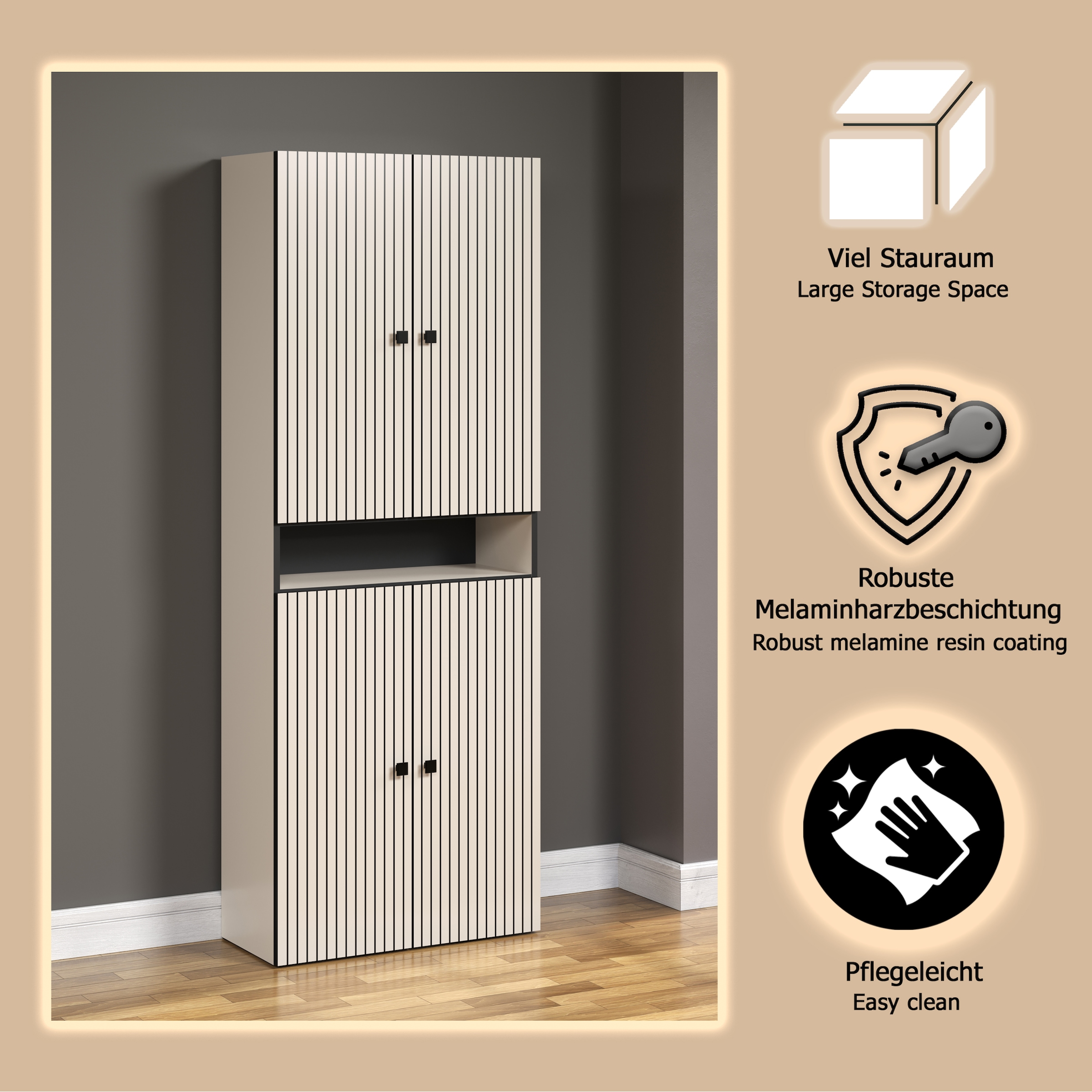 welltime Hochschrank »Amrum«, Badezimmerschrank mit und ohne Schublade - (B/T/H) 40-70/31/186 cm