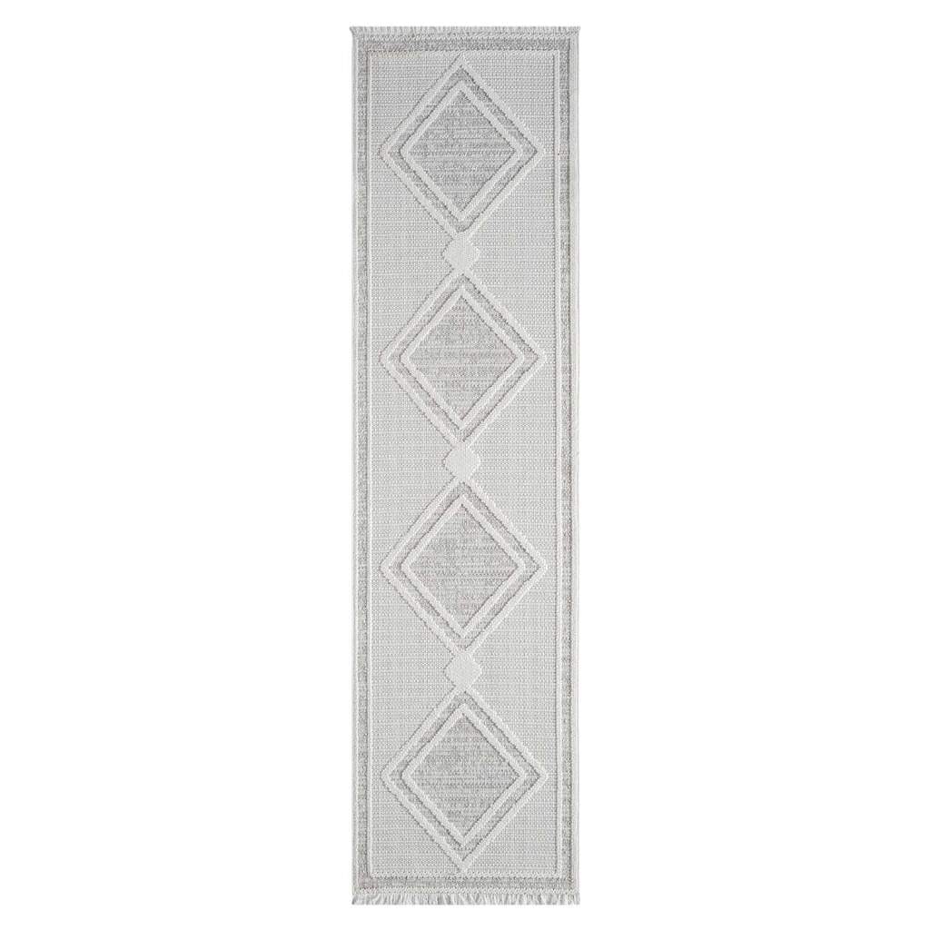 Carpet City Teppich »LINDO 8853«, rechteckig, 11 mm Höhe, Kurzflor, Hochtief-Muster/ 3D-Effekt, Fransen, Boho-Stil, Wohnzimmer