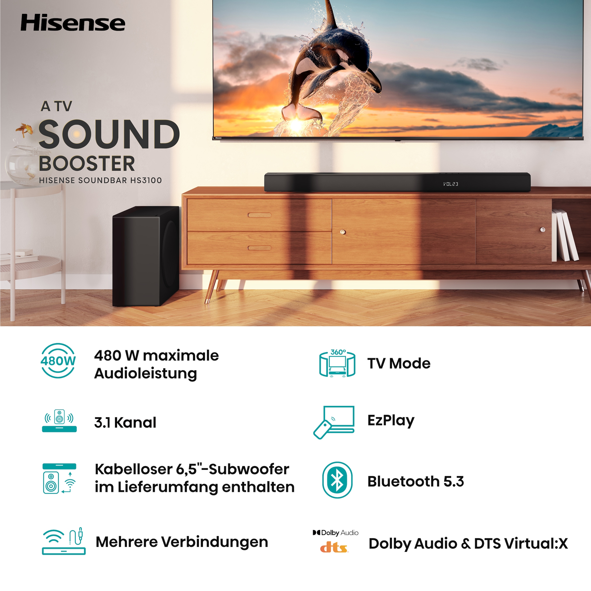 Hisense 3.1 Soundsystem »HS3100«, (1 St.)