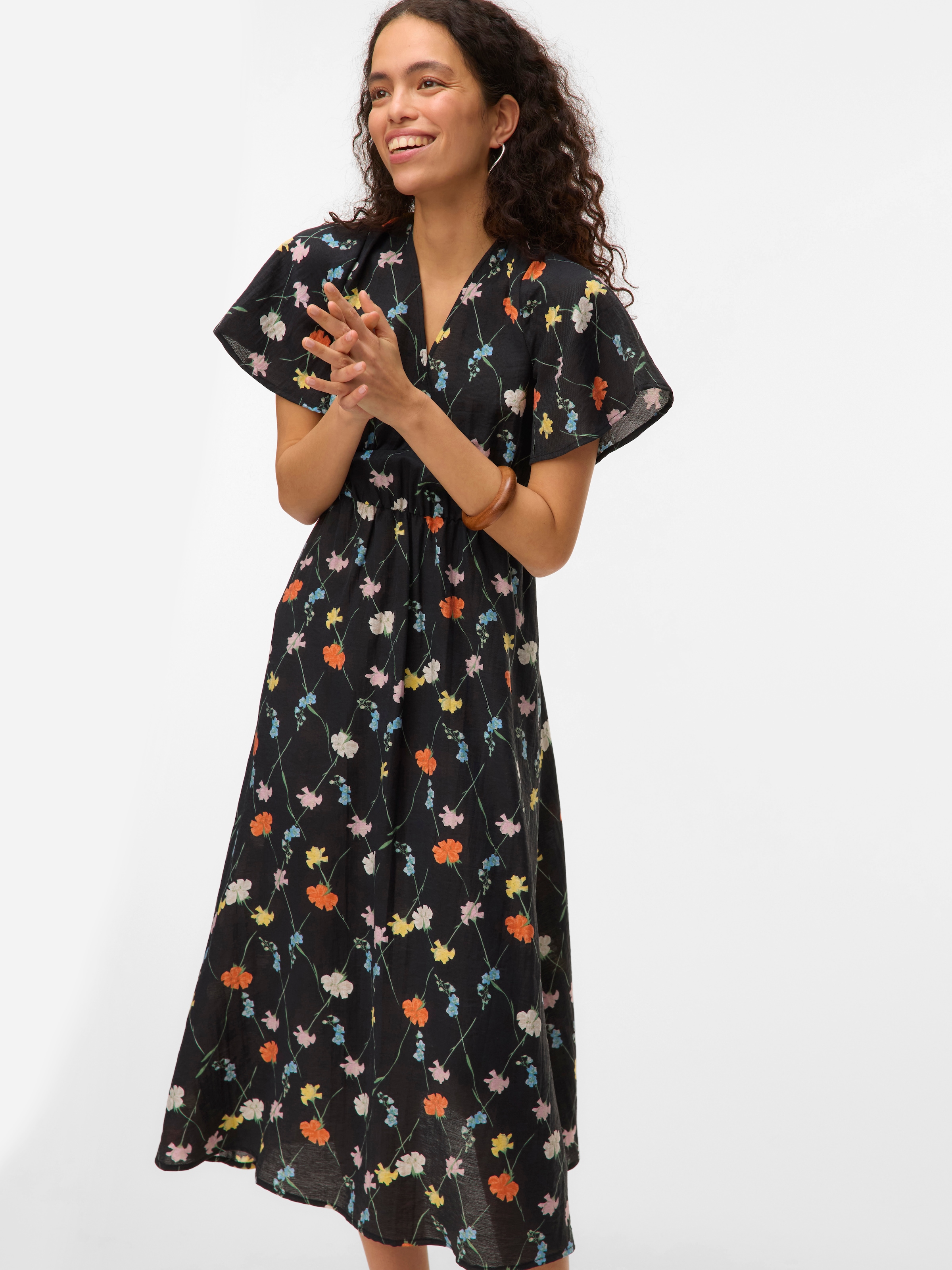 Vero Moda Sommerkleid »VMFLORA OLGA SS 7/8 DRESS WVN GA«