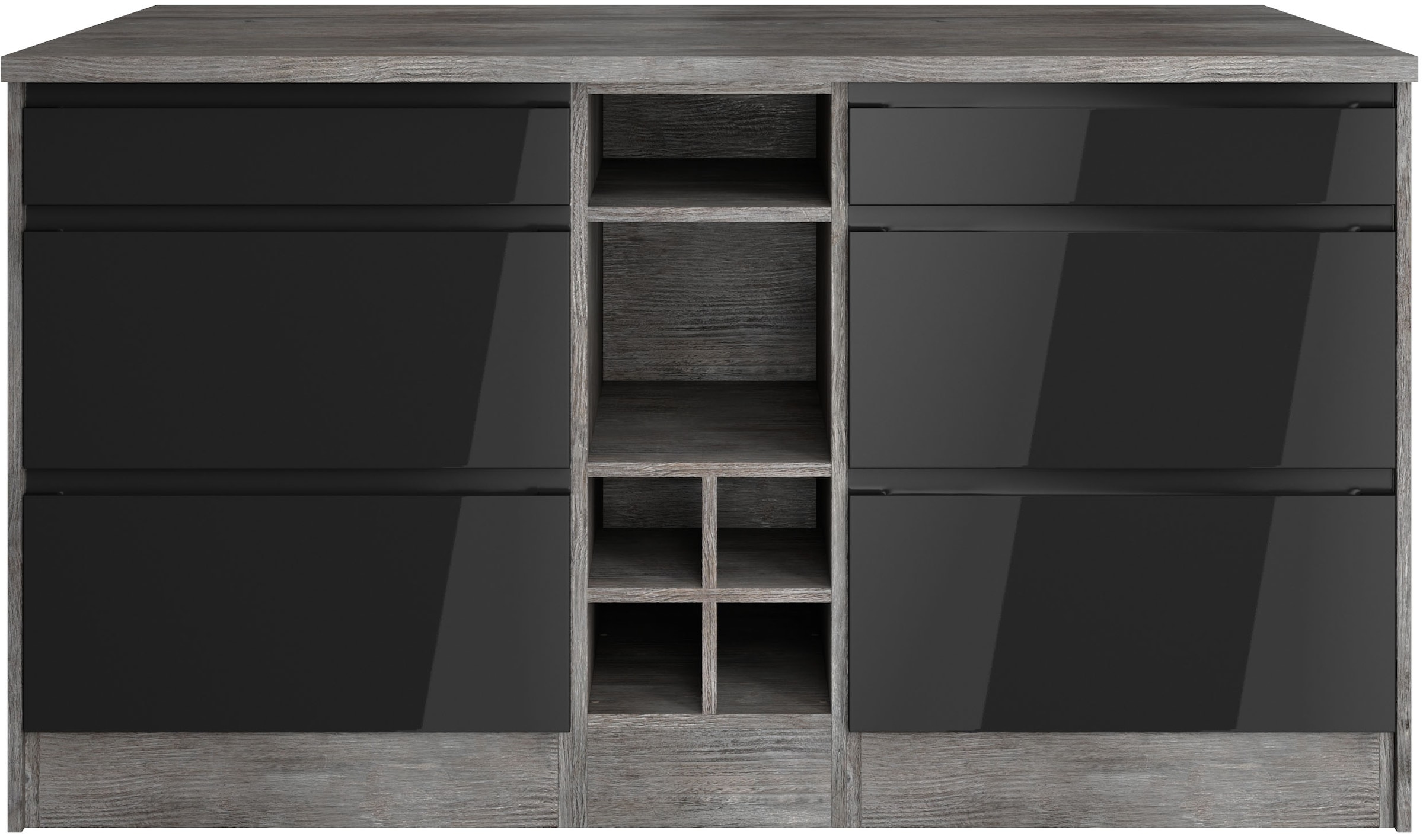 KOCHSTATION Kücheninsel »KS-Virginia«, Breite 153 cm, MDF-Fronten, Flaschenregal