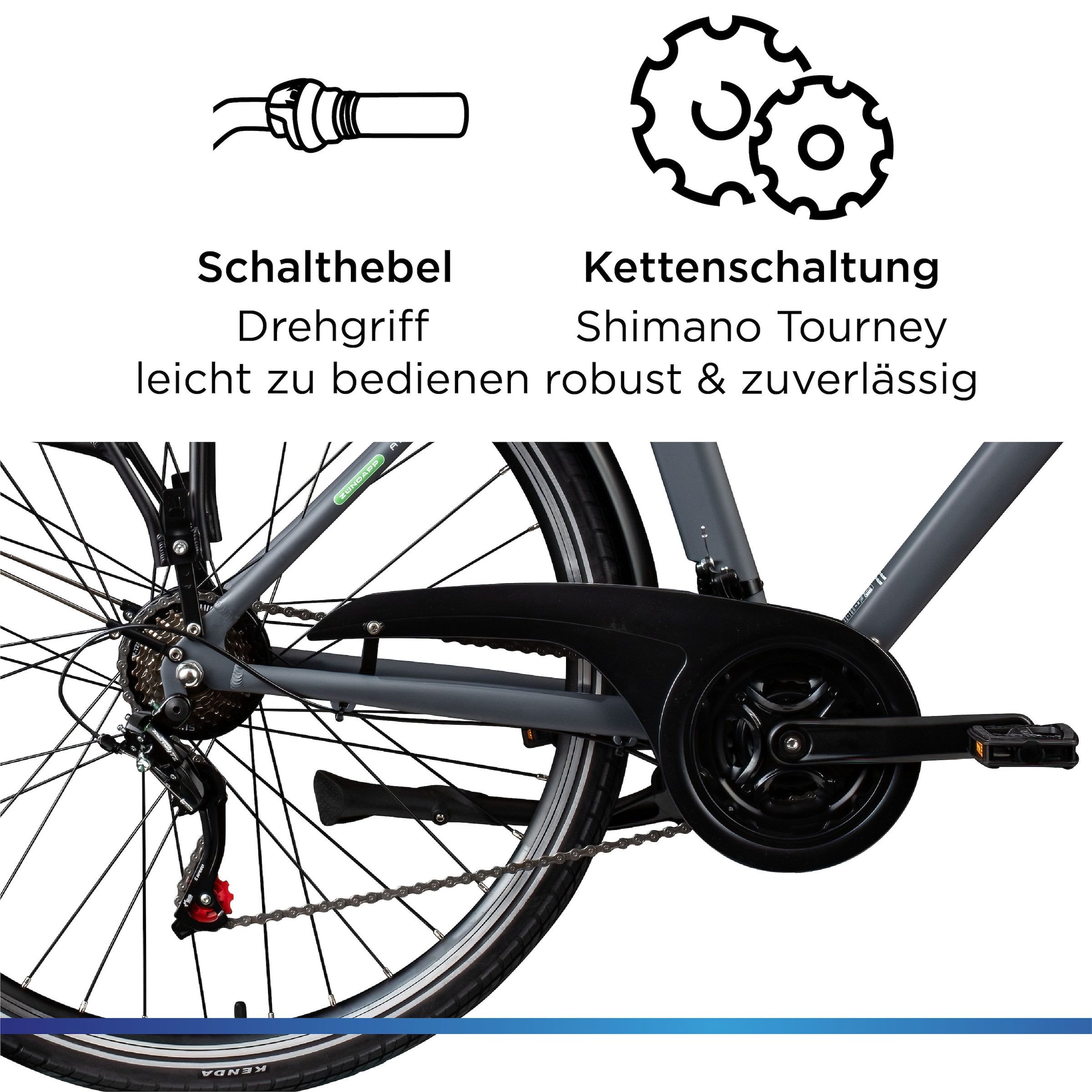 Zündapp »Z802 Herren« 21 Gang Shimano Altus RD-M310 Schaltwerk Kettenschaltung Heckmotor 250 W Pedelec, Elektrofahrrad für Herren