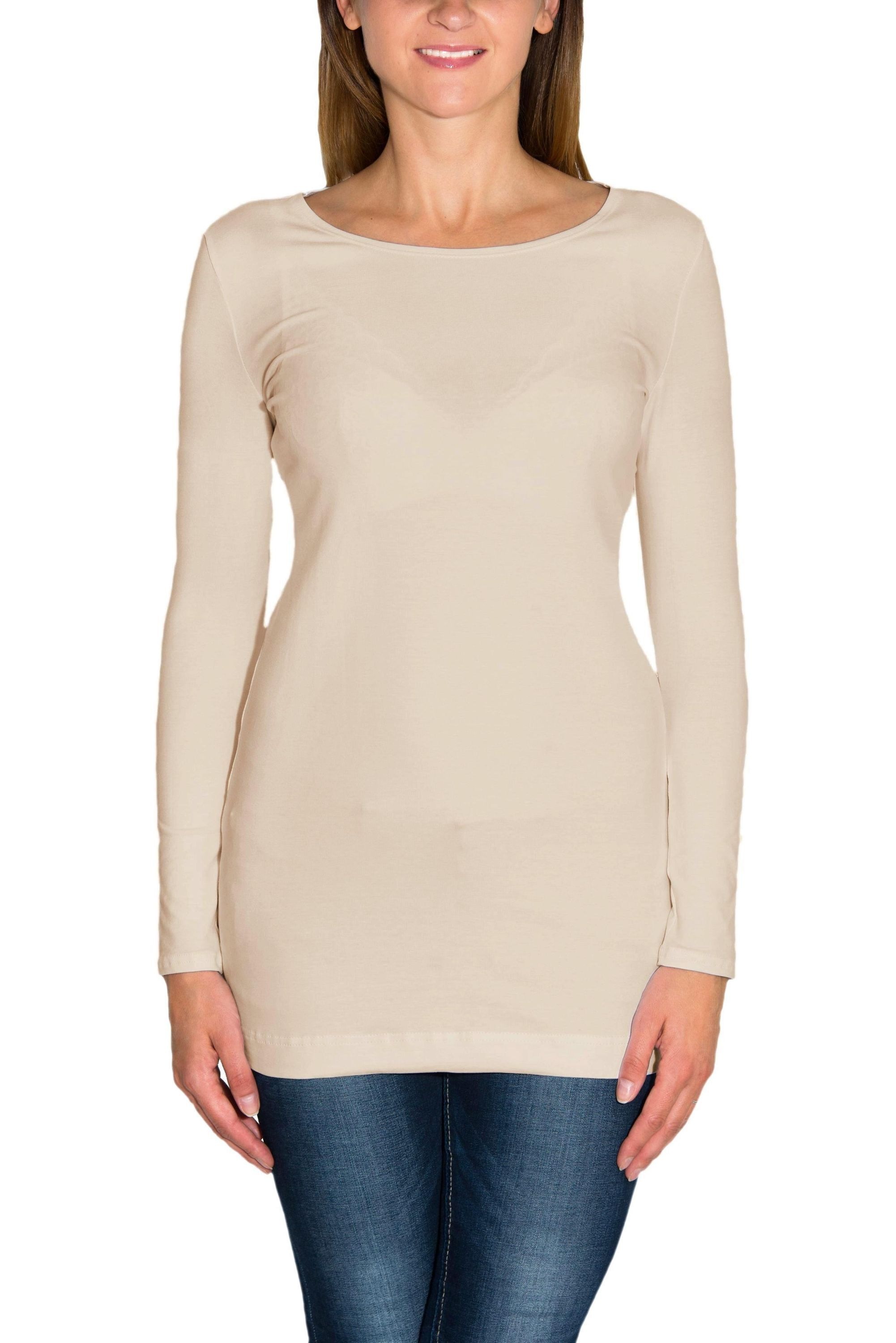 ALKATO Langarmshirt »Damenshirt Alkato Damen Langarm Longshirt Langarmshirt«