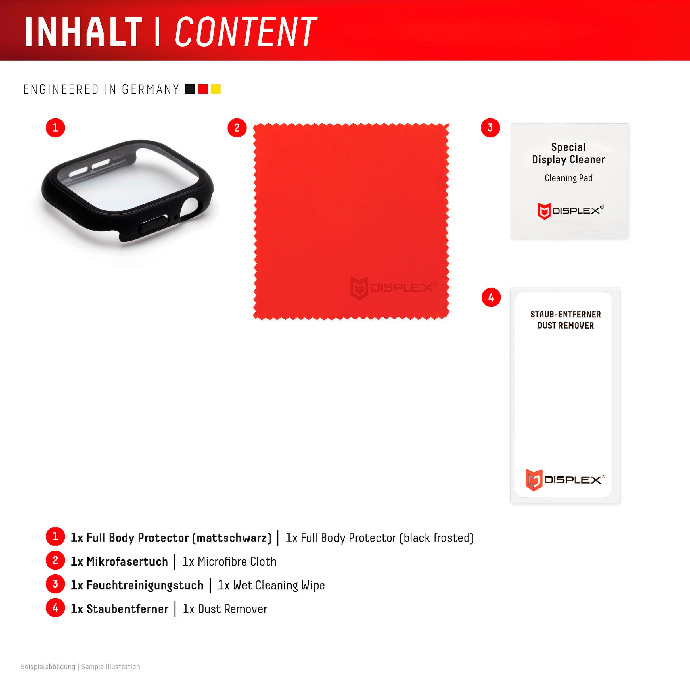 Displex Displayschutzglas »Smartwatch Glass All-In-One Protector Full Body« für Apple Watch SE 44 mm;Apple Watch SE 2 44 mm;Apple Watch SE 3 44 mm Displayschutzfolie, Schutzfolie, Bildschirmschutz, kratz- & stoßfest