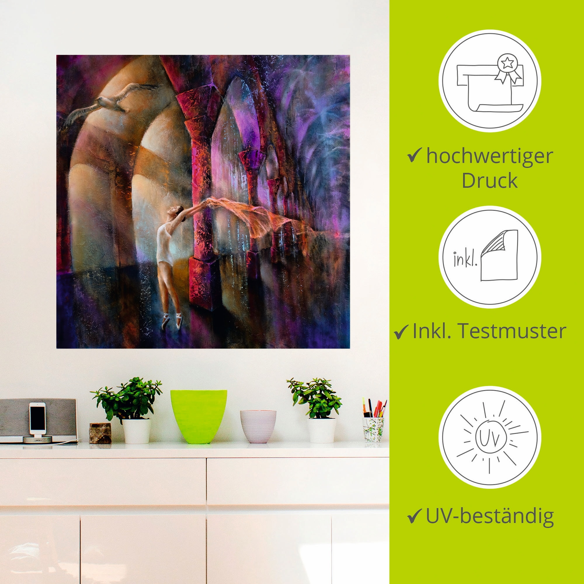 Artland Wandfolie »Möwe und Tänzerin«, Frau, (1 St.), selbstklebend