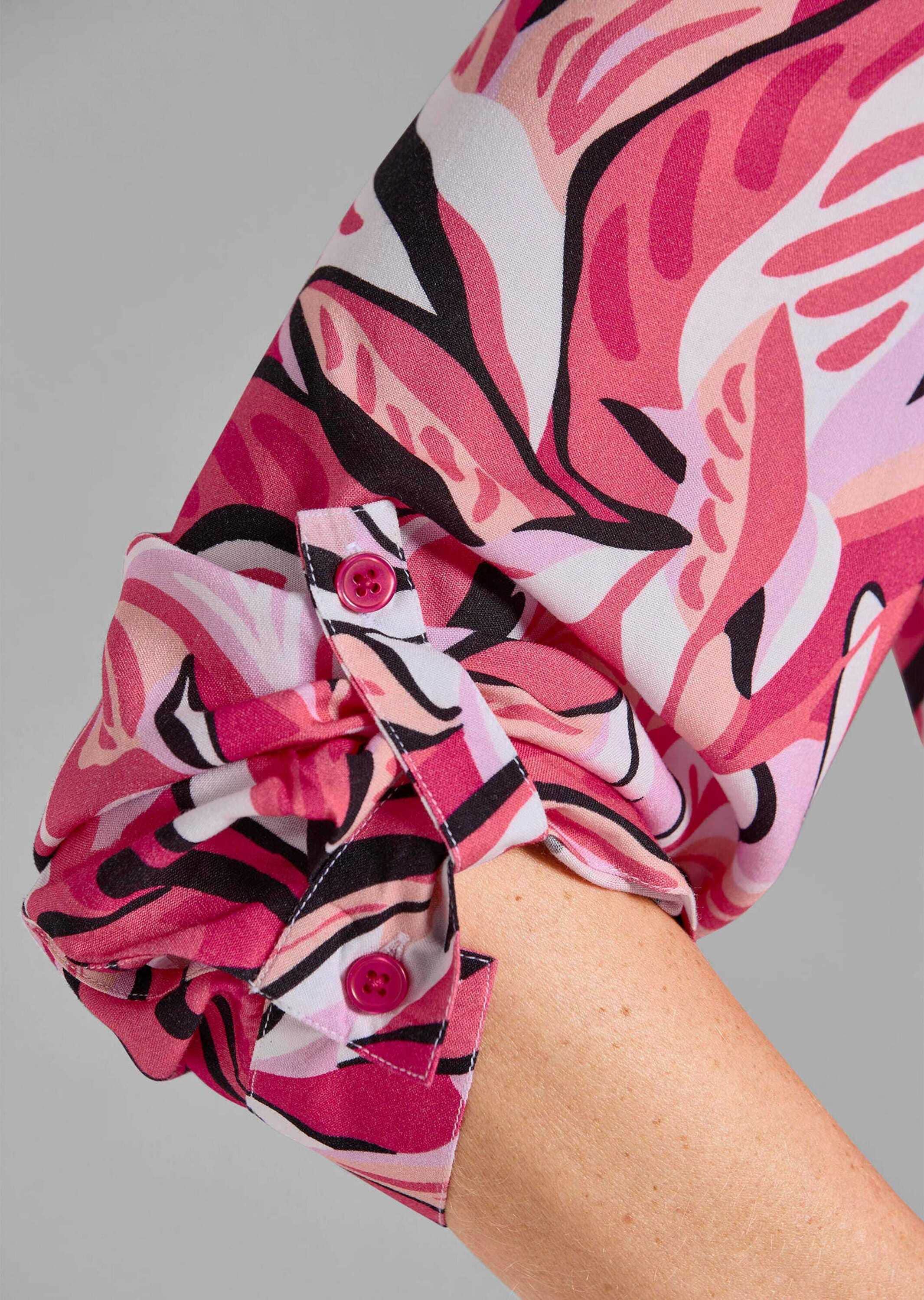 GOLDNER Sommerkleid »Kurzgröße Hemdblusenkleid mit Blätterprint«