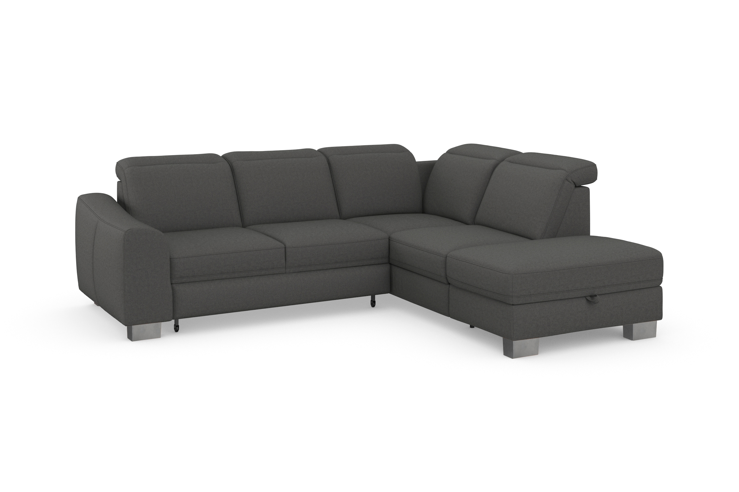 sit&more Ecksofa »Dundee L-Form«, mit Federkern und Edelstahlfüßen, wahlweise mit Kopfteilverstellung