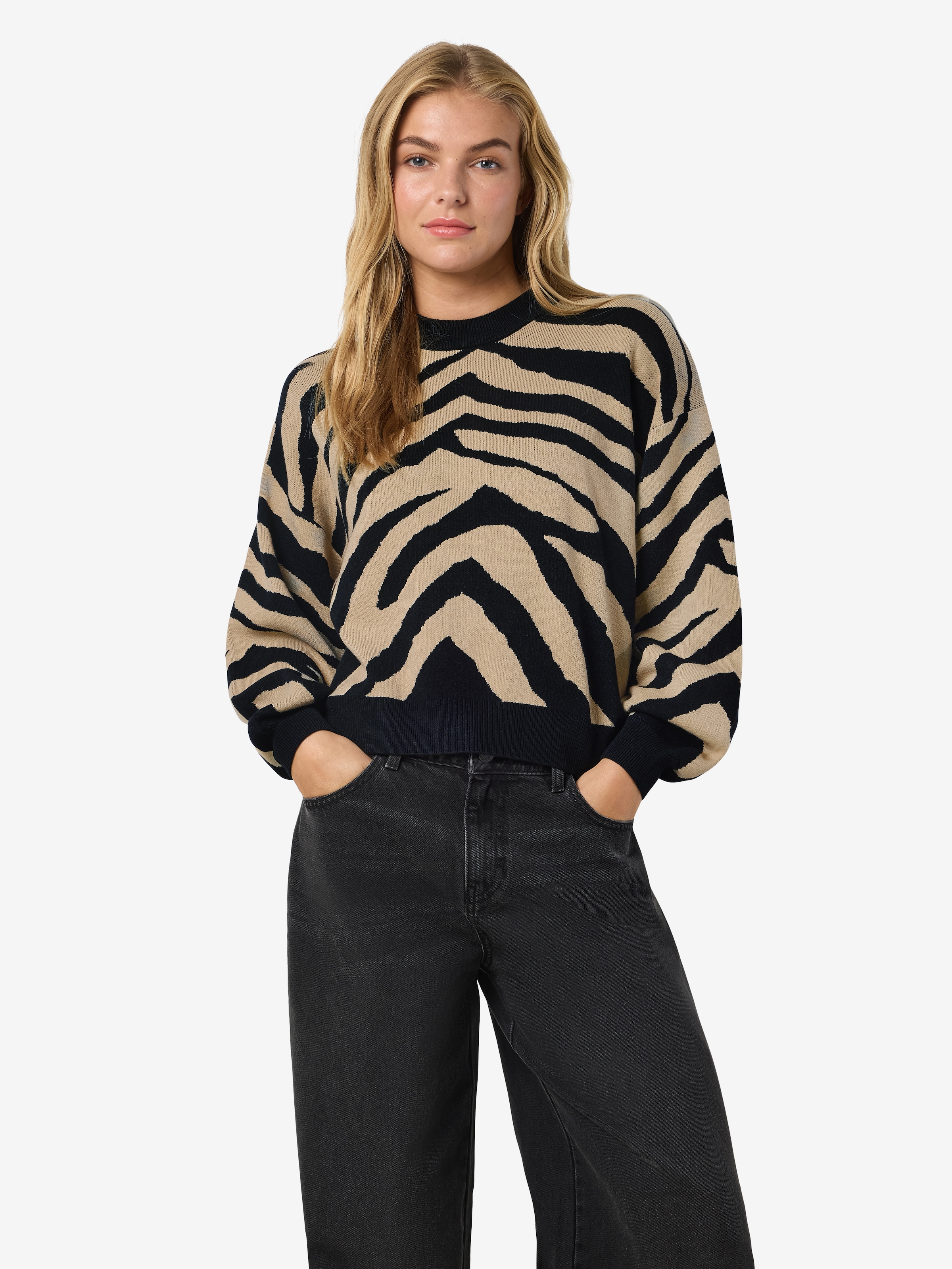 Noisy may Strickpullover »NMCHARLOTT L/S O-NECK KNIT FWD NOOS«