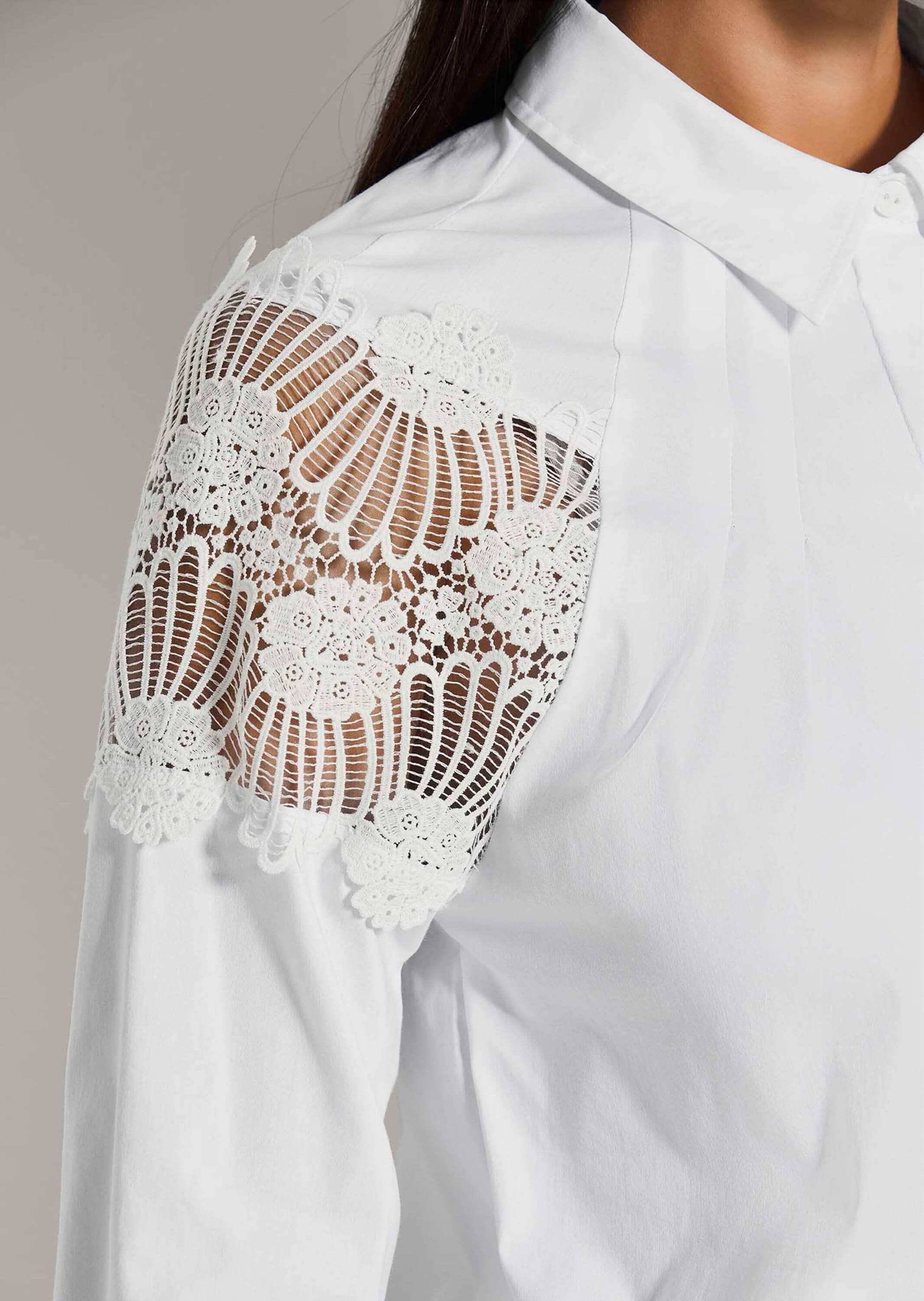MADELEINE Hemdbluse »Bluse Hemdbluse mit Spitze«