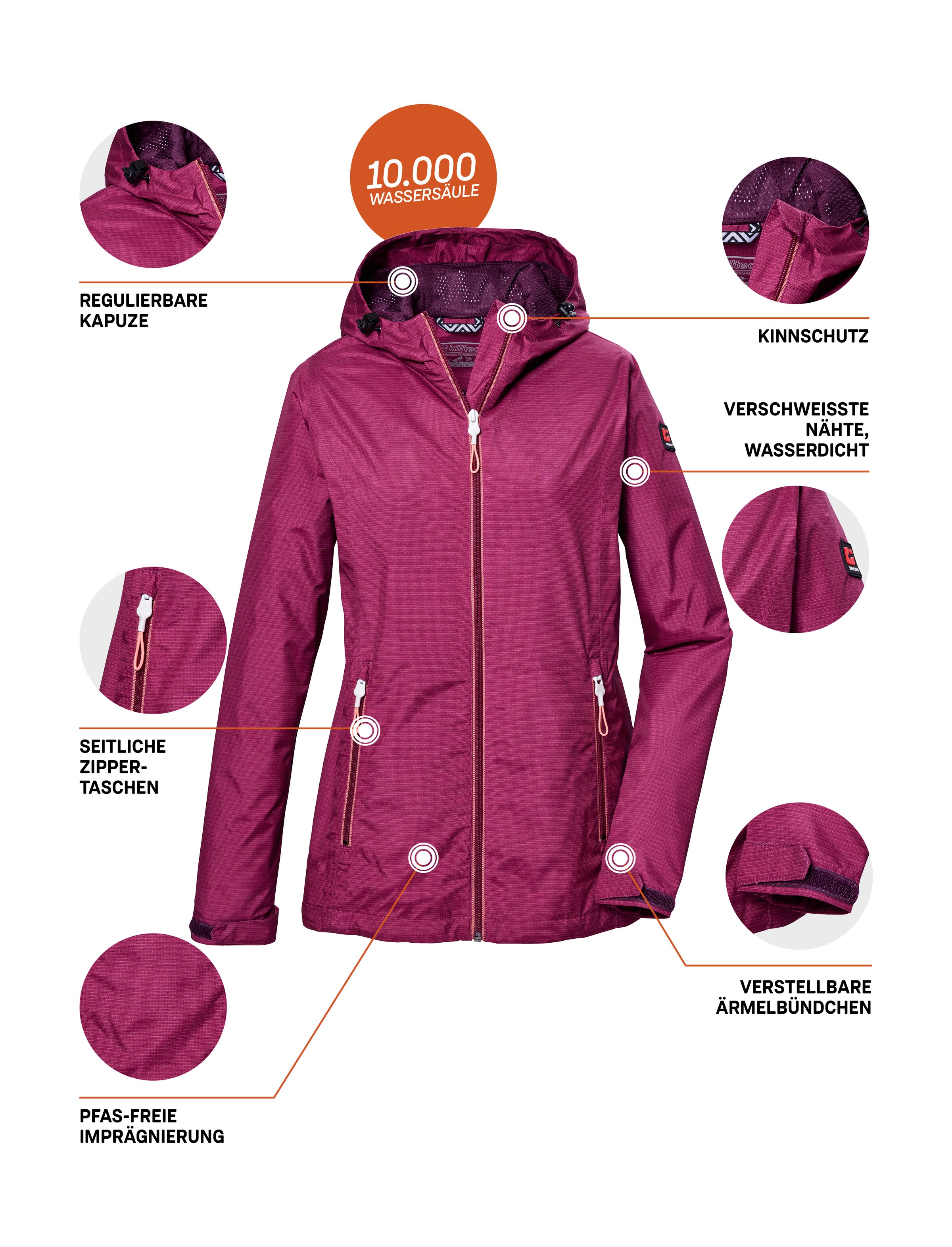Killtec Outdoorjacke »KOS 108 WMN JCKT«, Leichte, wasser- und winddichte Damenjacke, PFAS-frei imprägniert